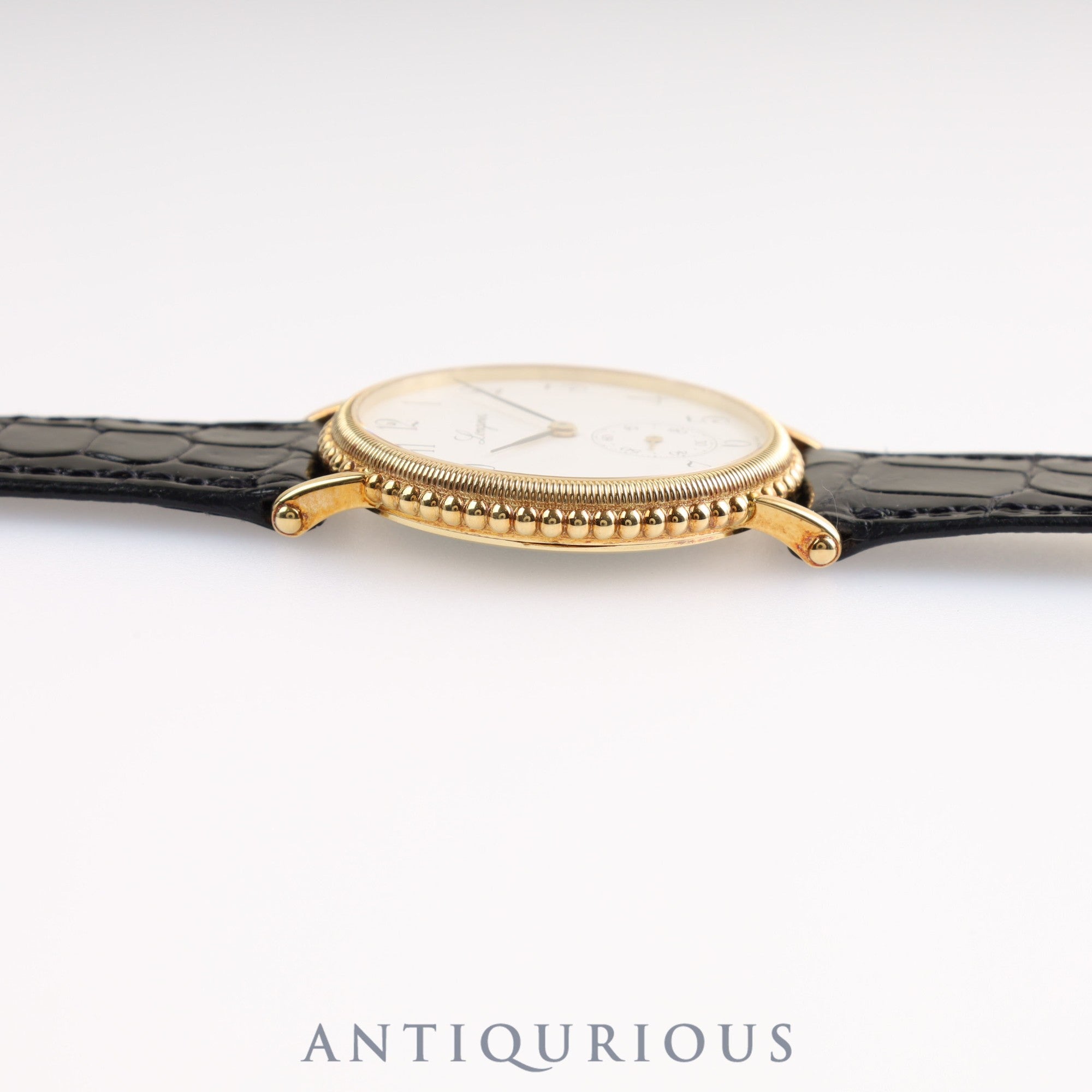 ロンジン ラウンドスモールセコンド クォーツ Cal.L176.2 750YG 純正尾錠 ホワイト文字盤