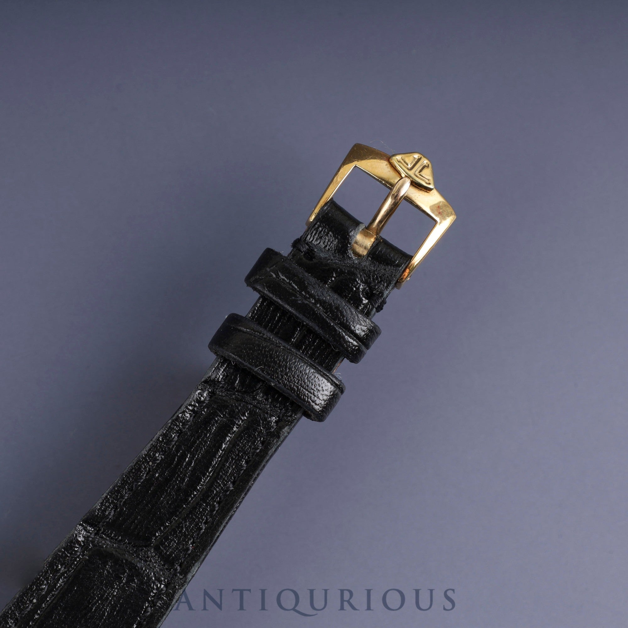 ジャガー・ルクルト スクエアケース 6141.21 手巻き 750 革 純正尾錠(GP)オニキス文字盤 オーバーホール済み