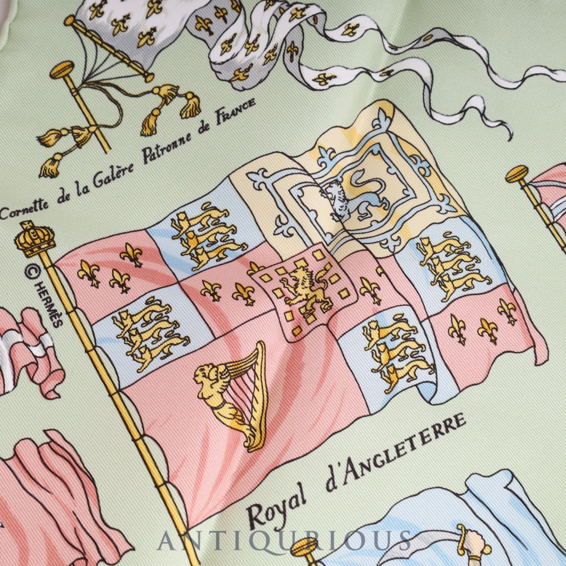 Hermes Scarf Carre 45 PAVOIS Ship Flag 100% Silk