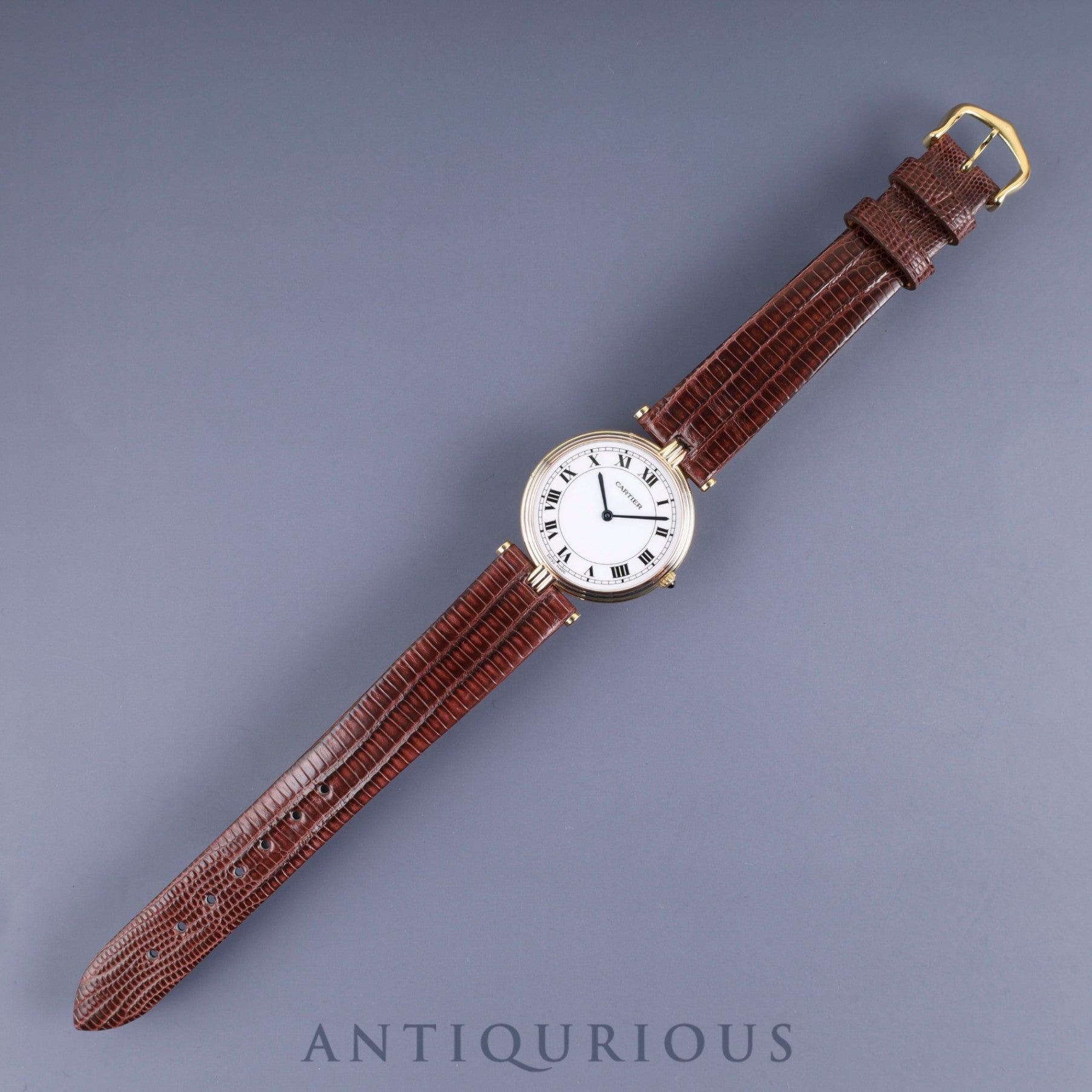 Cartier Vendôme VLC LM Trinity 85533553 / 81003 Quartz 750 Leather Genuine Buckle (GP) White Roman Dial (SWISS MADE Marking) Completely serviced (full maintenance) at a Cartier boutique