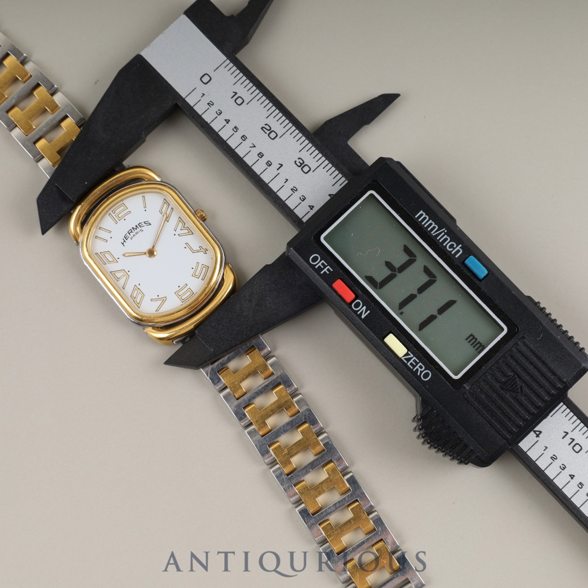 Hermes Rally 76.03 Quartz Cal.256.041 SS/GP SS/GP White Dial Box Warranty Booklet Tag Overhauled