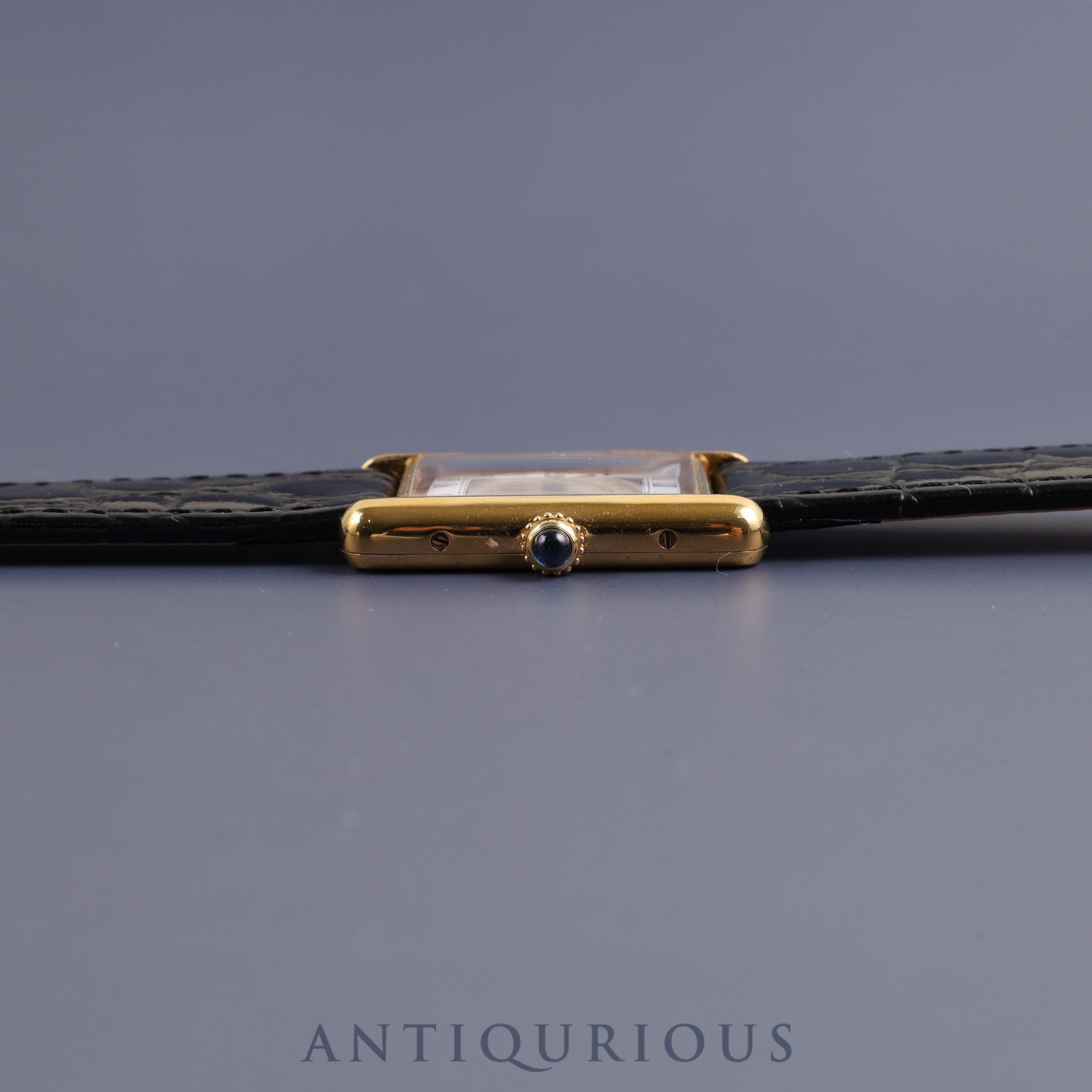 Cartier Must Tank LM Quartz Cal.90 590005 SV925 Leather Genuine Buckle (GP) Front Trinity Dial Overhauled