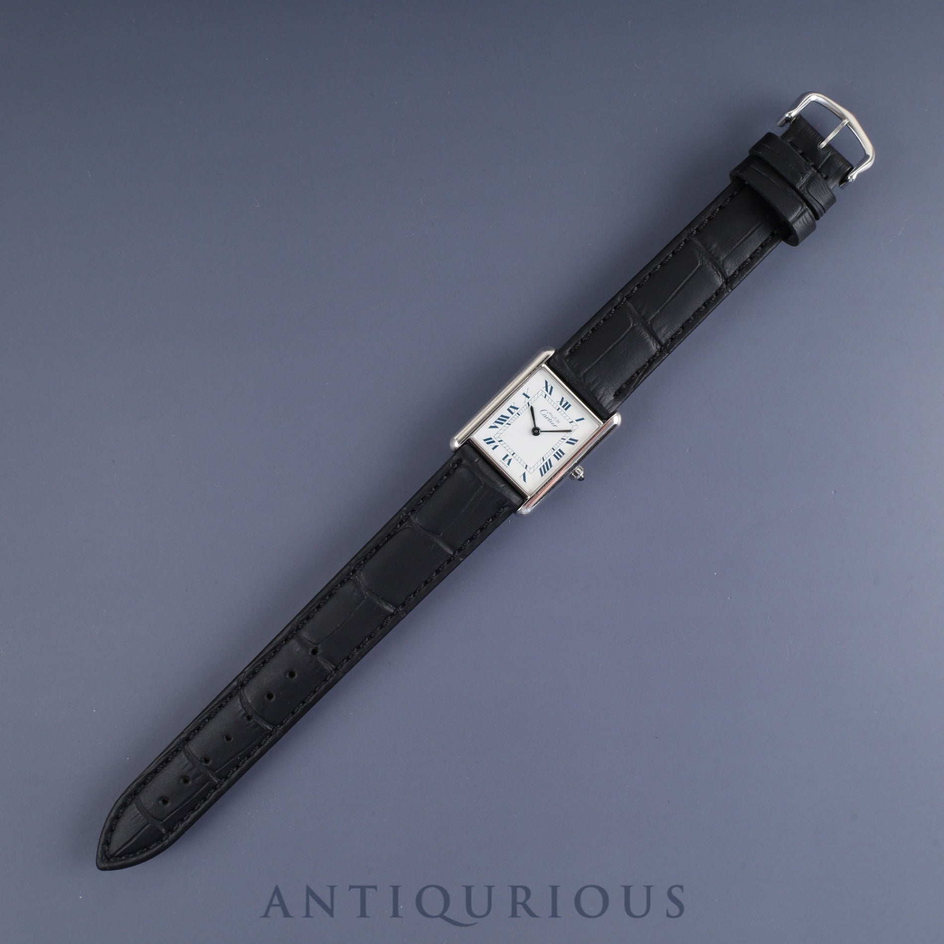 Cartier Must Tank LM 681006 Quartz Cal.81 SV925 Leather Genuine Buckle (SS) White Roman Dial Overhauled