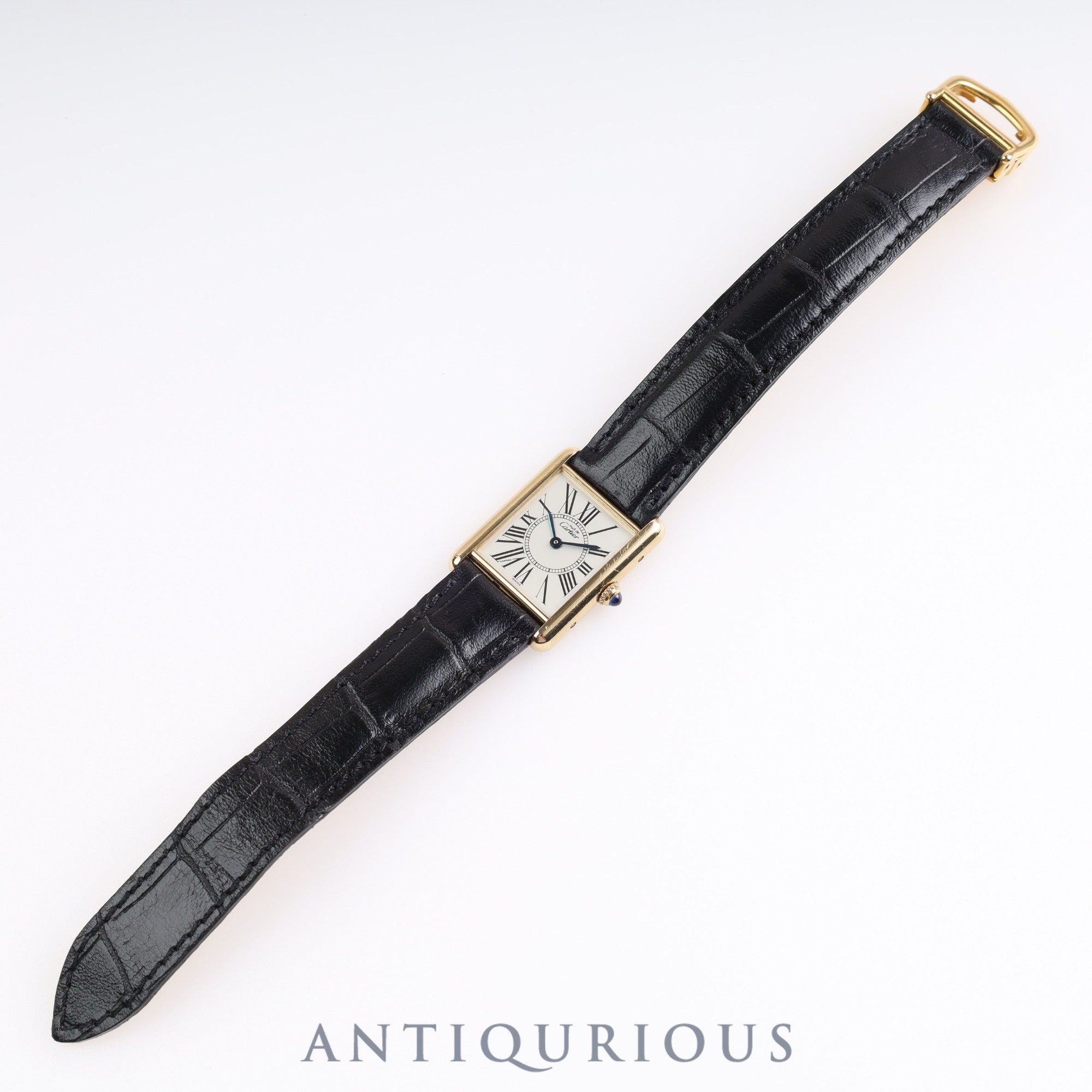 Cartier Must Tank LM QZ W1005654 590005 SV925 Leather Genuine Buckle Opalan Dial