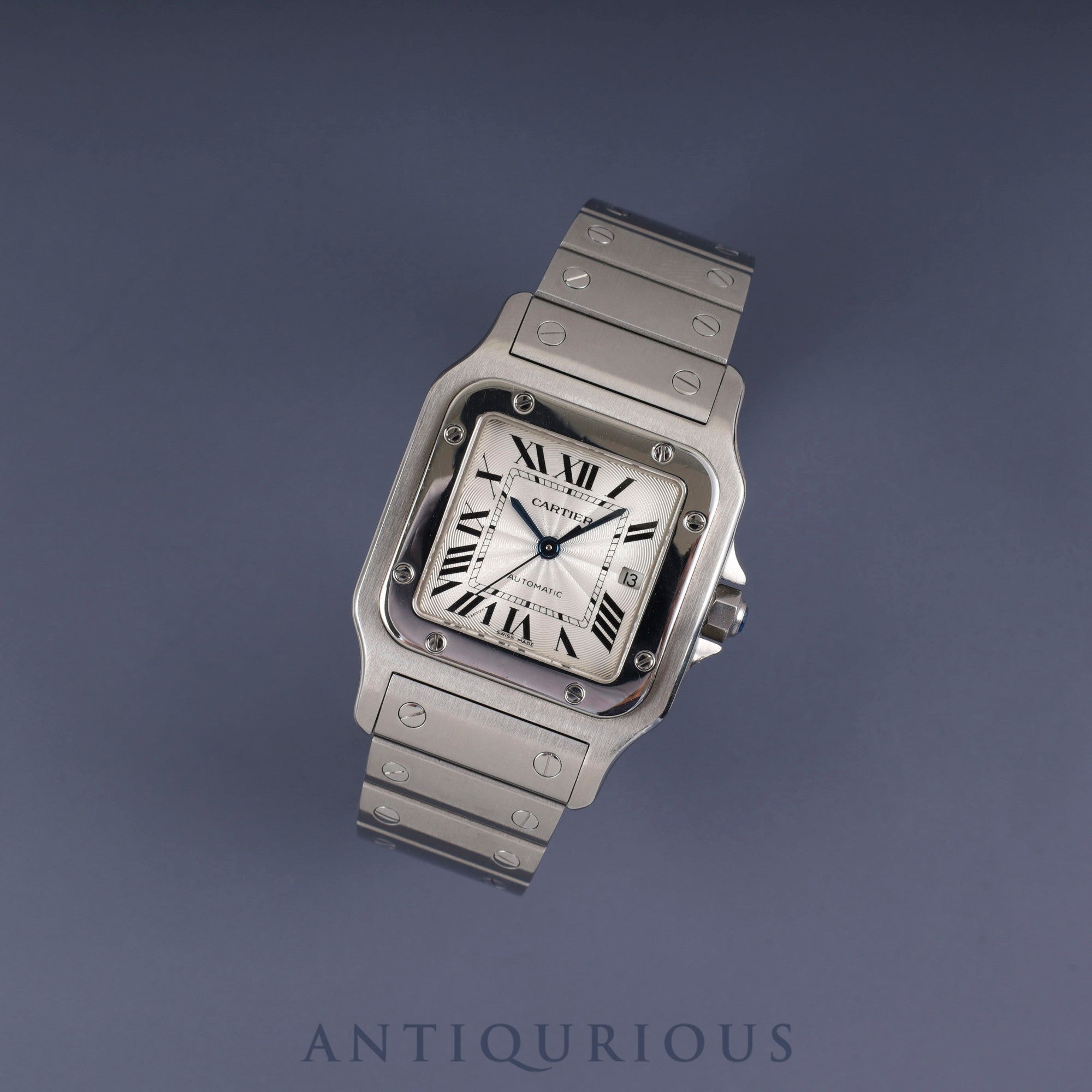 Cartier Santos Galbee LM 2319 Automatic Caliber - Stainless Steel Silver Guilloche Dial 29 x 40mm Box Booklet Overhauled