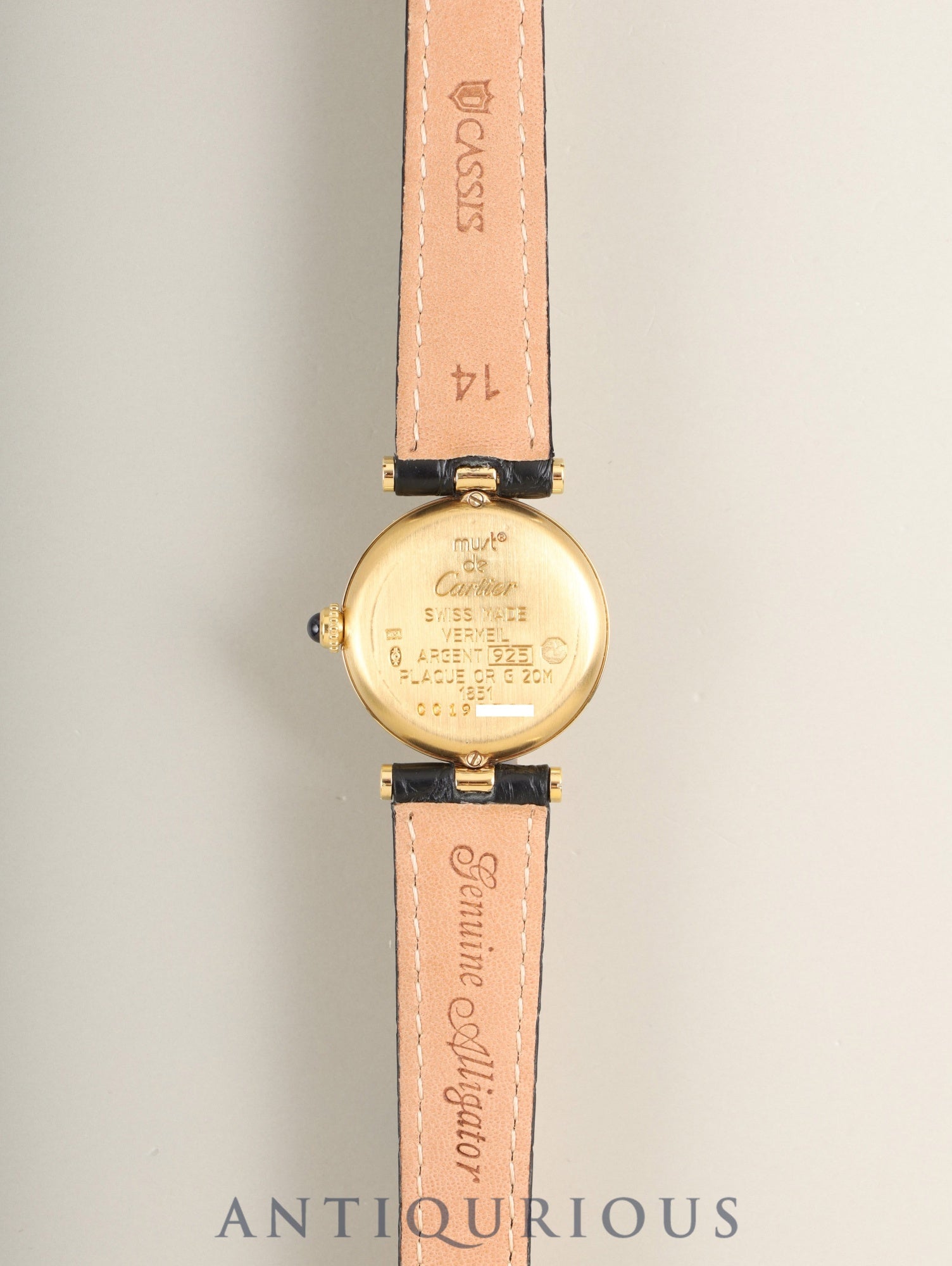 Cartier Must Vendôme VLC SM 1851 Quartz Caliber 90 SV925 Leather Watch with Genuine D-buckle and Opalescent Dial, Overhauled