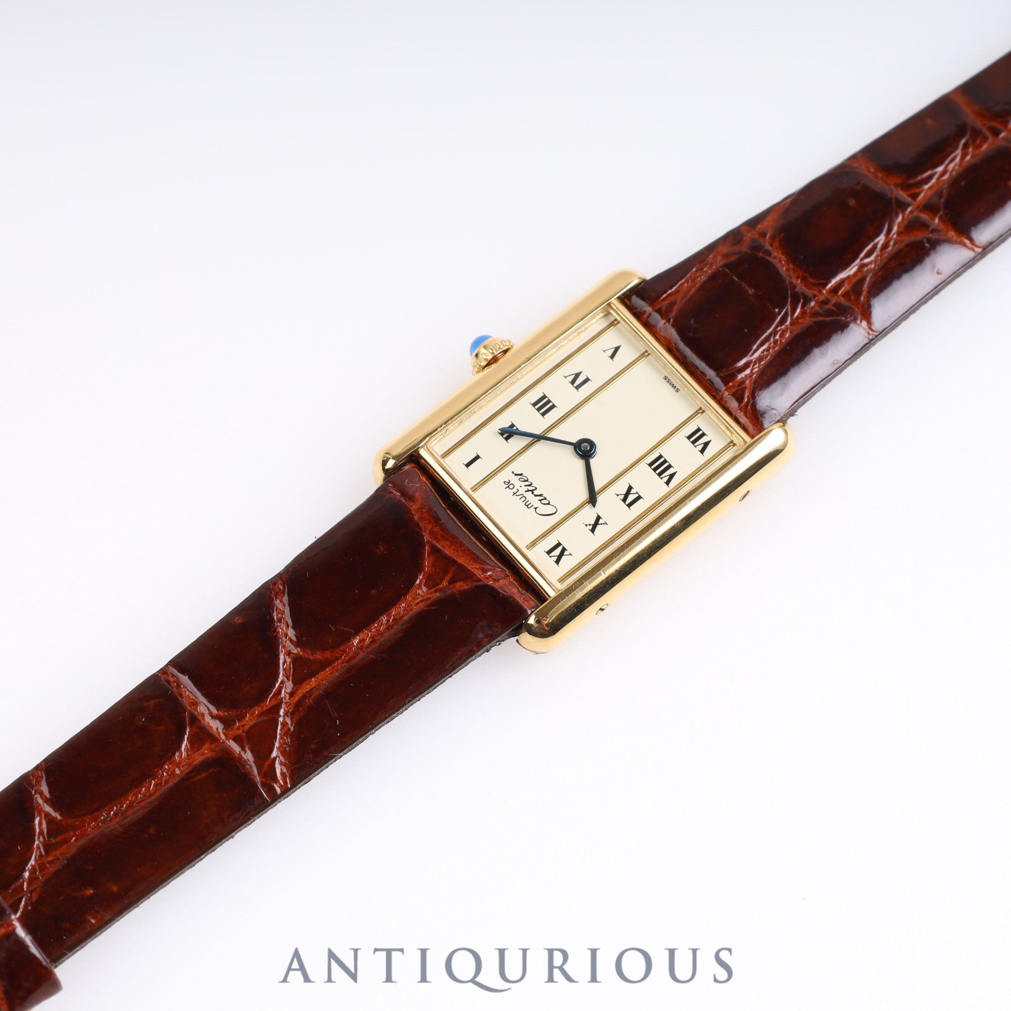 Cartier Must Tank LM QZ 590005 925 Leather Vertical Roman Dial