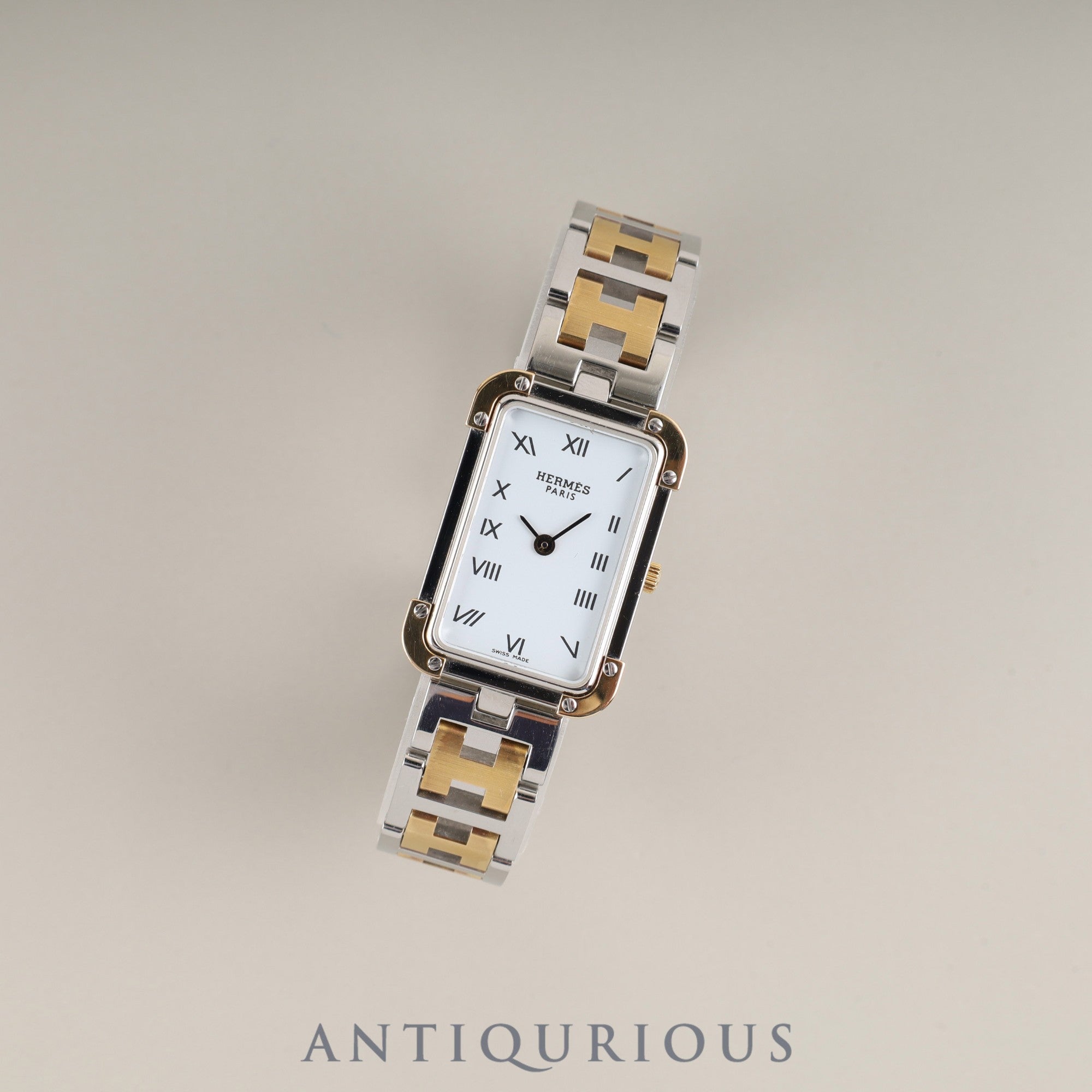 エルメス クロアジュール CR1.220 クォーツ SS/GP SS/GP ホワイト文字盤 箱 保証書(2001年)オーバーホール済み