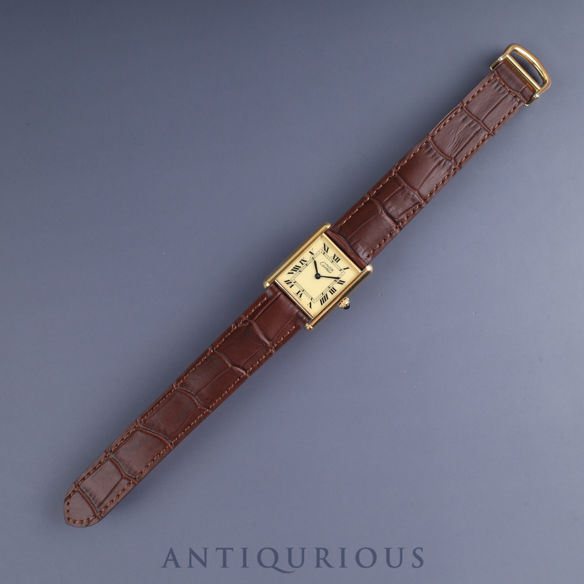 カルティエ マストタンク LM 1615 クォーツ Cal.- SV925 革 純正Dバックル(GP) アイボリーローマン文字盤 1996年頃〜1998年頃 カルティエブティックにてコンプリートサービス済み