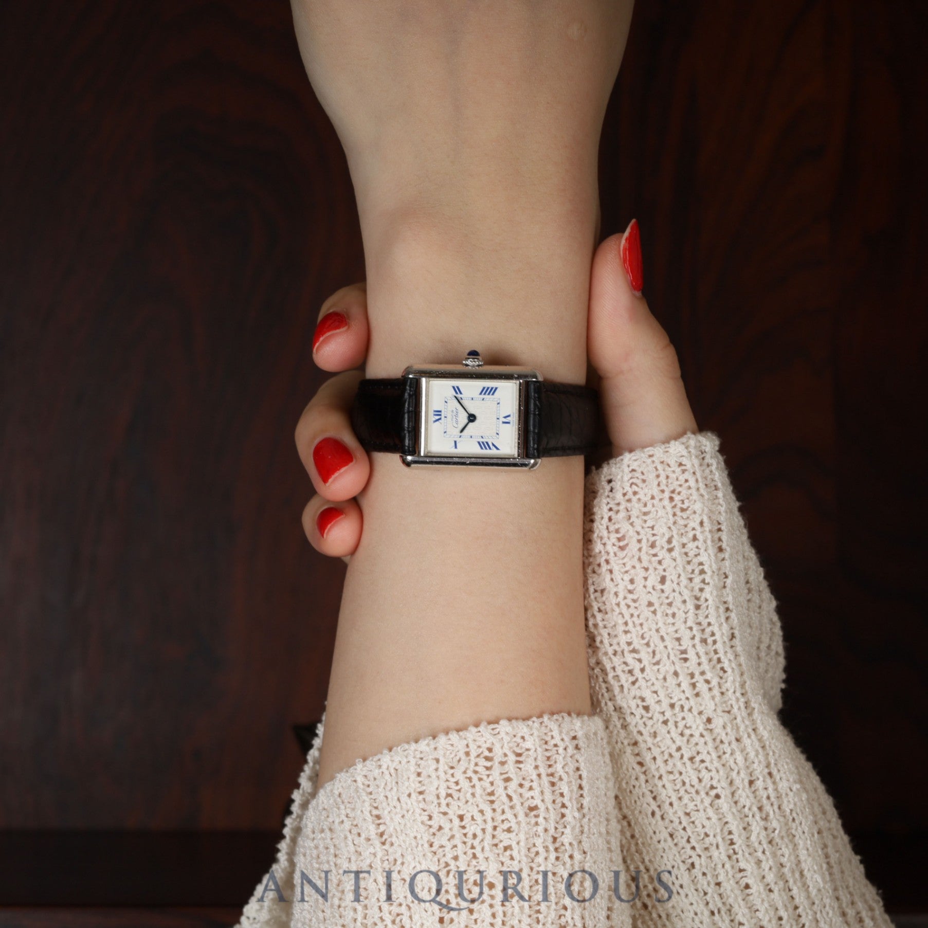 Cartier Must Tank MM W1014054 / 2416 Quartz Caliber 057 SV925 Leather Strap with Genuine D-Clasp (Stainless Steel) White Roman Dial (SWISS MADE) Overhauled