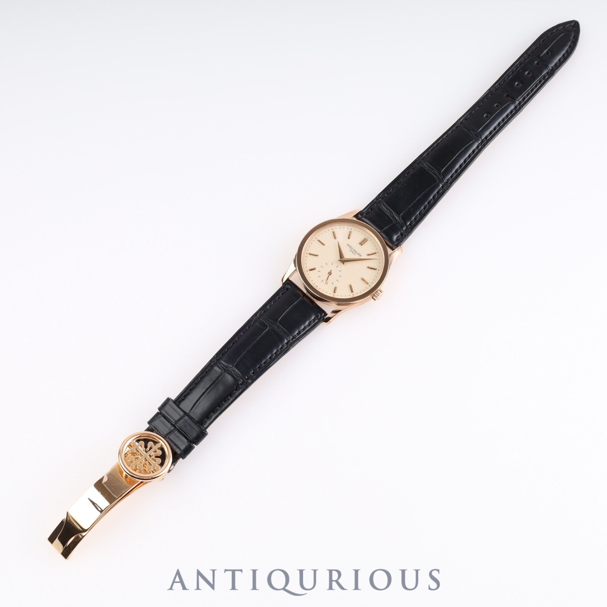 パテック・フィリップ カラトラバ 3796 手巻き Cal.215 RG 革 アイボリー文字盤 純正バックル 箱 アーカイヴ 冊子 ※2022/3/1パテックフィリップにてOH済み