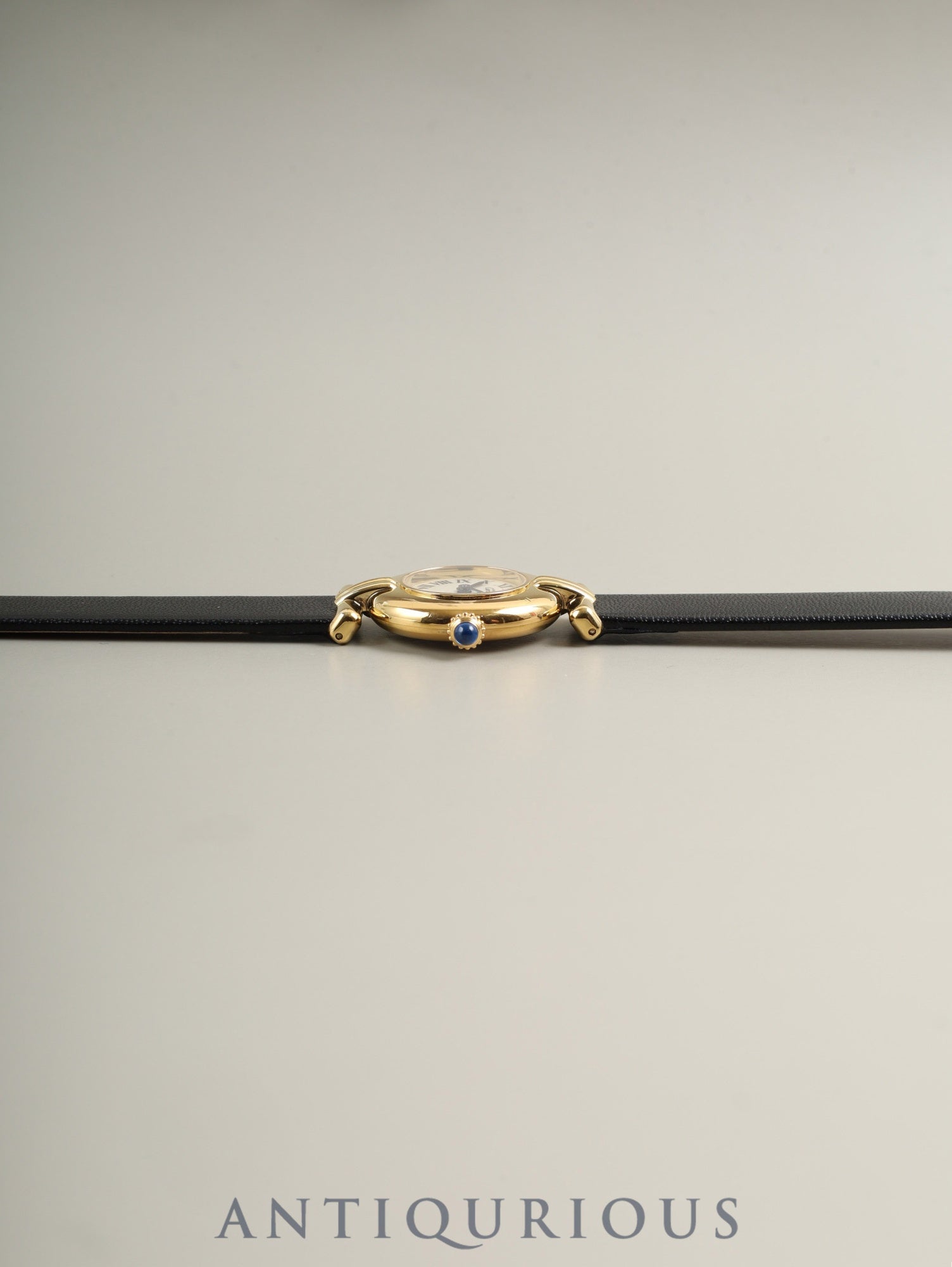 カルティエ マストコリゼ 590002 クォーツ SV925 革 純正ピンバックル(GP)アイボリーローマン文字盤 カルティエブティックにてコンプリートサービス(フルメンテナンス)済み