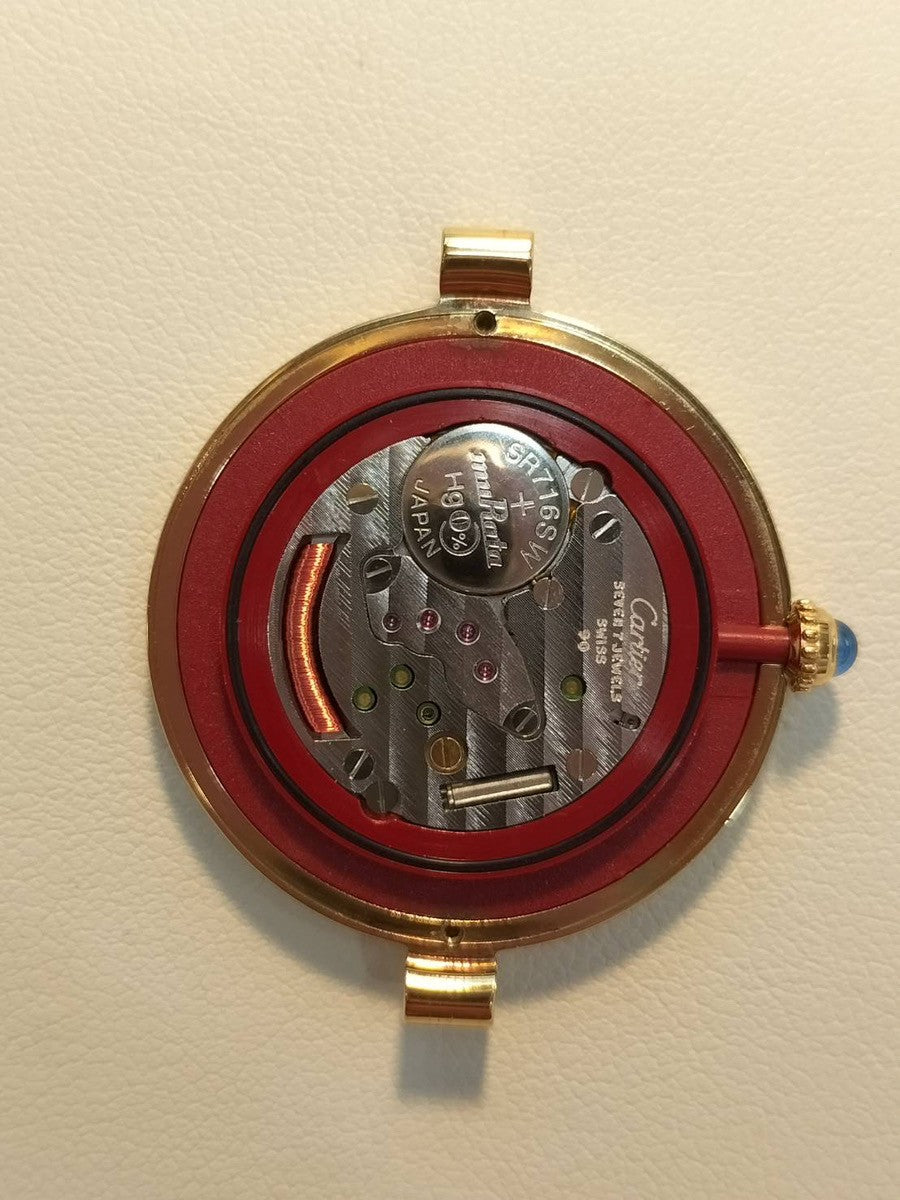 カルティエ マスト ヴァンドーム VLC LM 590003 クォーツ Cal.90 SV925 革 純正Dバックル(GP) センターグレー飛びローマン文字盤 オーバーホール済み