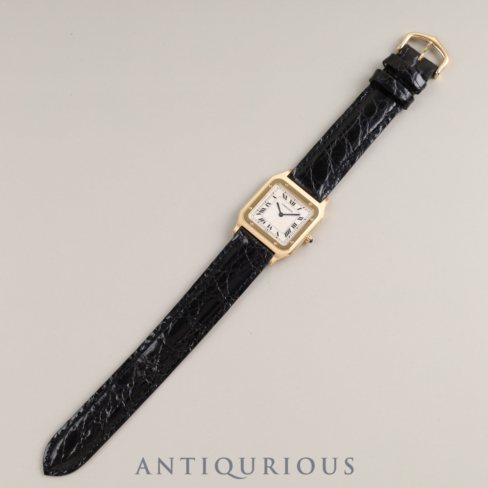 Cartier Santos Dumont Extra Slim W1505453 Manual winding Cal.21MC 750YG Leather Genuine buckle (750) Guilloché Ivory dial Box