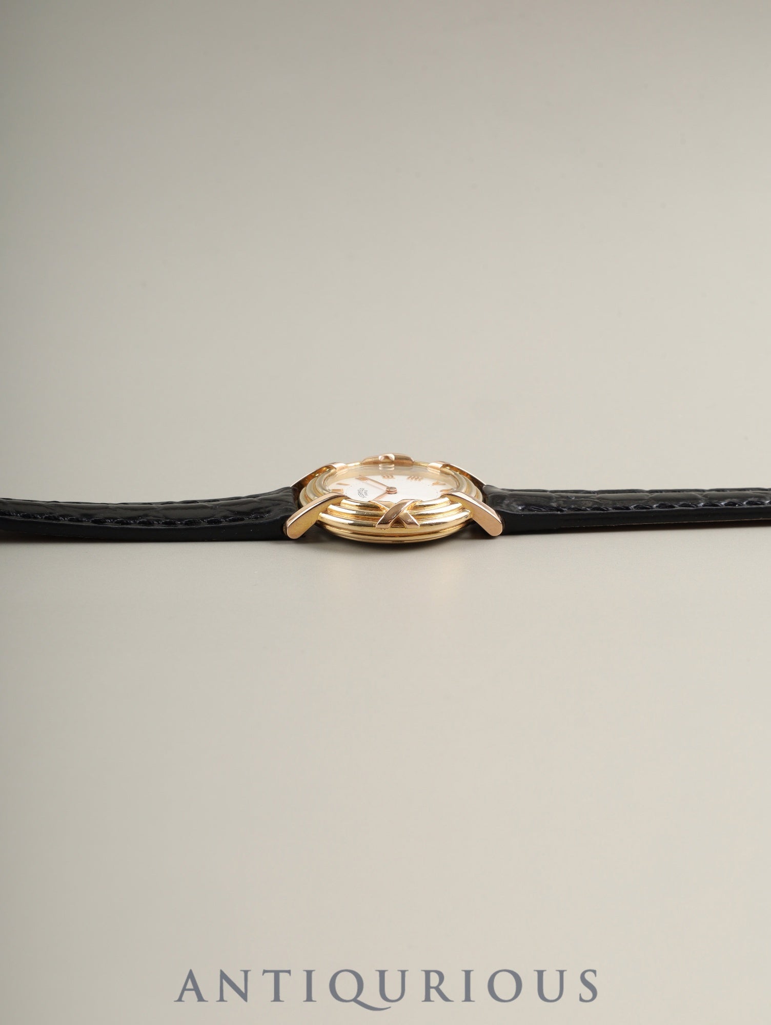 エルメス ルバン 06.32 クォーツ Cal.976.001 750YG 革 純正ピンバックル(GP)ホワイトローマン文字 オーバーホール済み