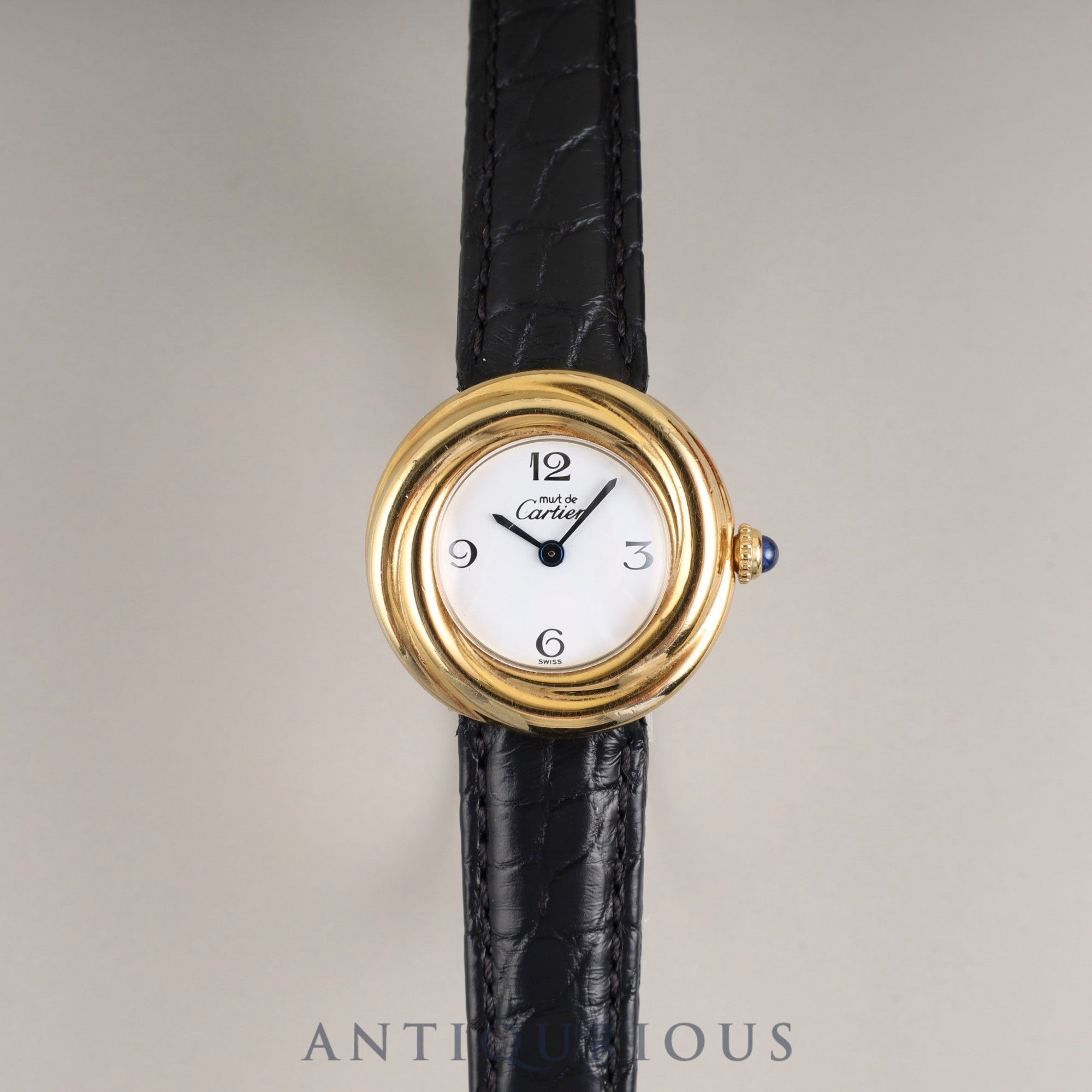 カルティエ マストトリニティ W1010844/2735 クォーツ Cal.157.06 SV925 革 純正Dバックル(GP) ホワイト文字盤 箱 オーバーホール済み