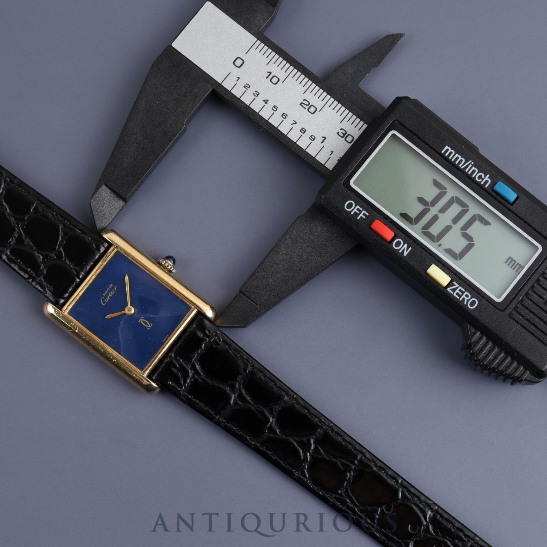 Cartier Must Tank LM Manual winding Cal.78-1 SV925 Leather Genuine buckle (GP) Lapis lazuli dial Overhauled