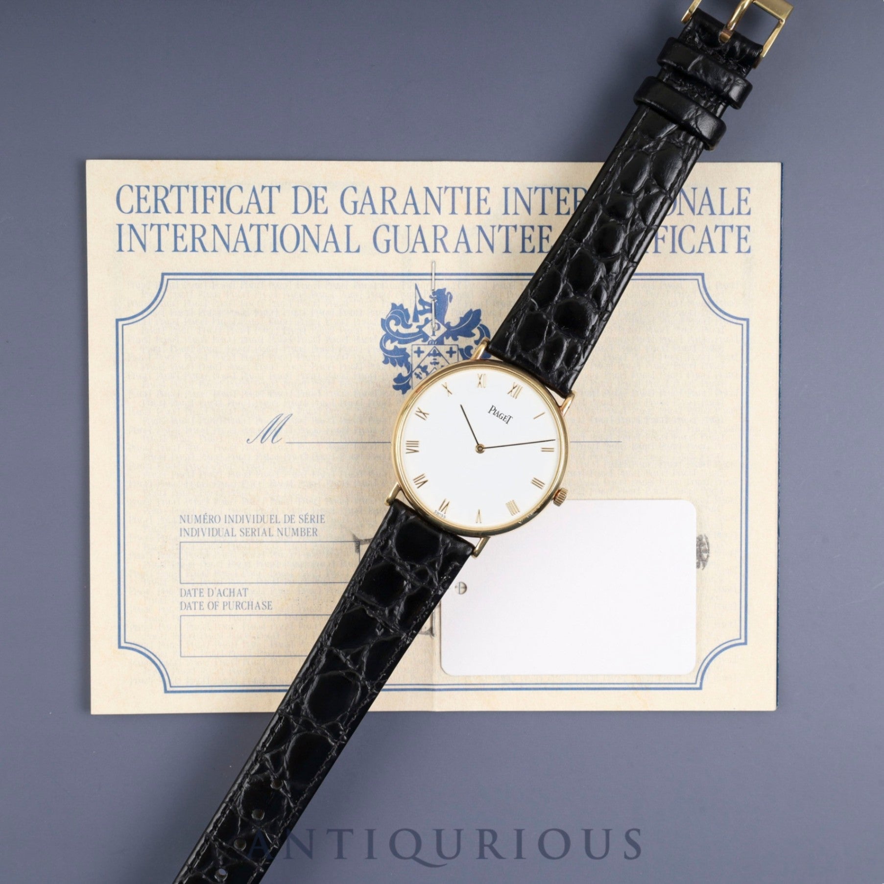 ピアジェ ラウンド 9035N 手巻き Cal.9P2 750 革 純正尾錠(GP) ホワイト文字盤 32mm 保証書 オーバーホール済み