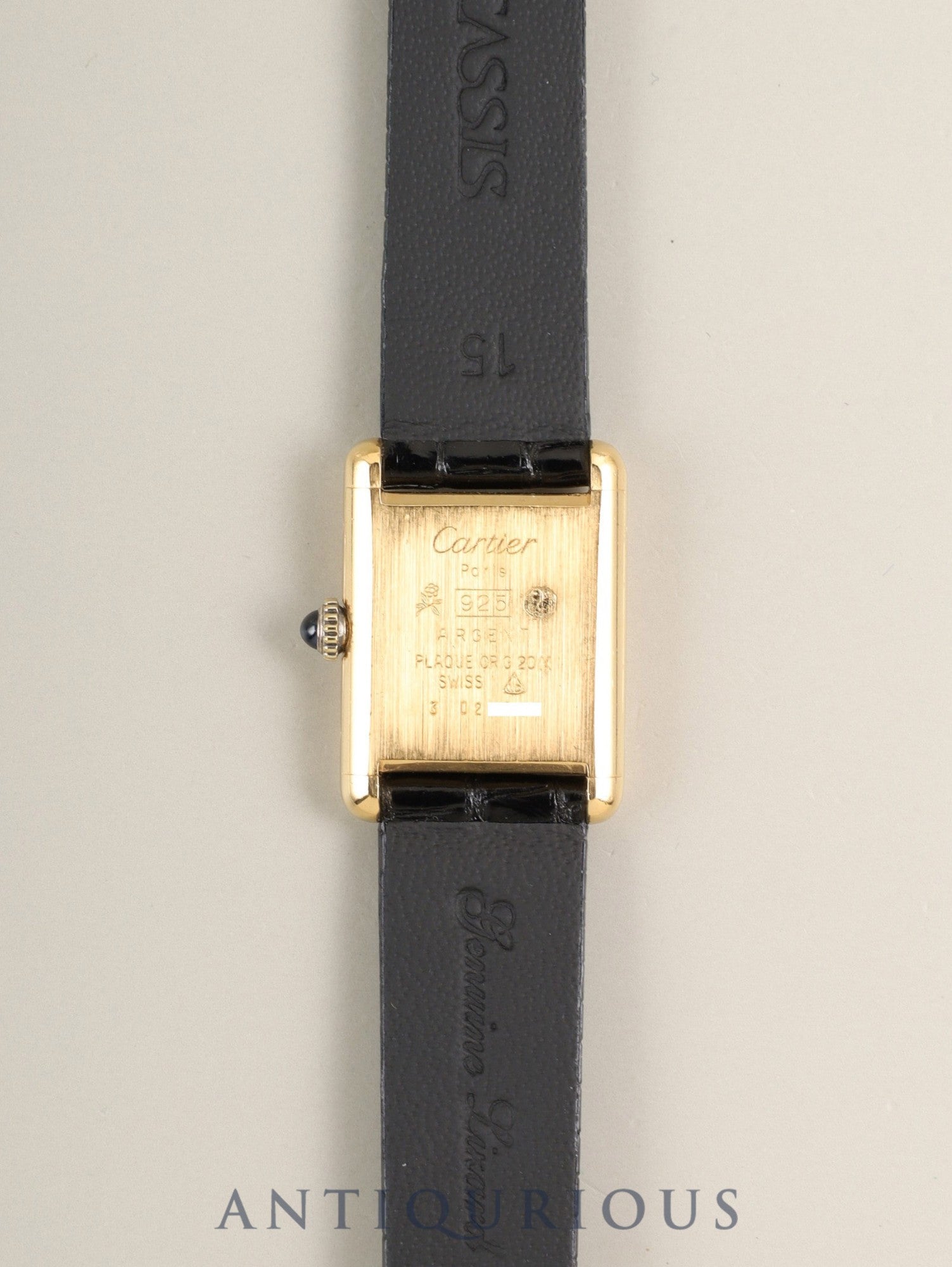 カルティエ マストタンク SM 3 手巻き Cal.78-1 SV925 革 純正ピンバックル(GP)オニキス文字盤(SWISS表記)純正レザーベルト付き オーバーホール済み 新品仕上げ済み