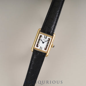 Cartier Must Tank SM 1613 Quartz Caliber 957.06 SV925 Leather Strap with Genuine D-Buckle (GP) Side Trinity Dial Circa 1996-1998 Overhauled