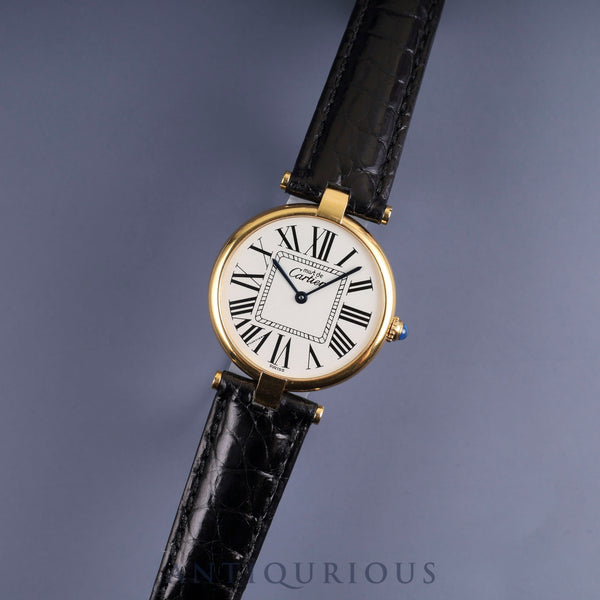 Cartier Must Vendome VLC LM 590003 Quartz Cal.90 SV925 Leather Genuine D-buckle (GP) Opalan dial Overhauled