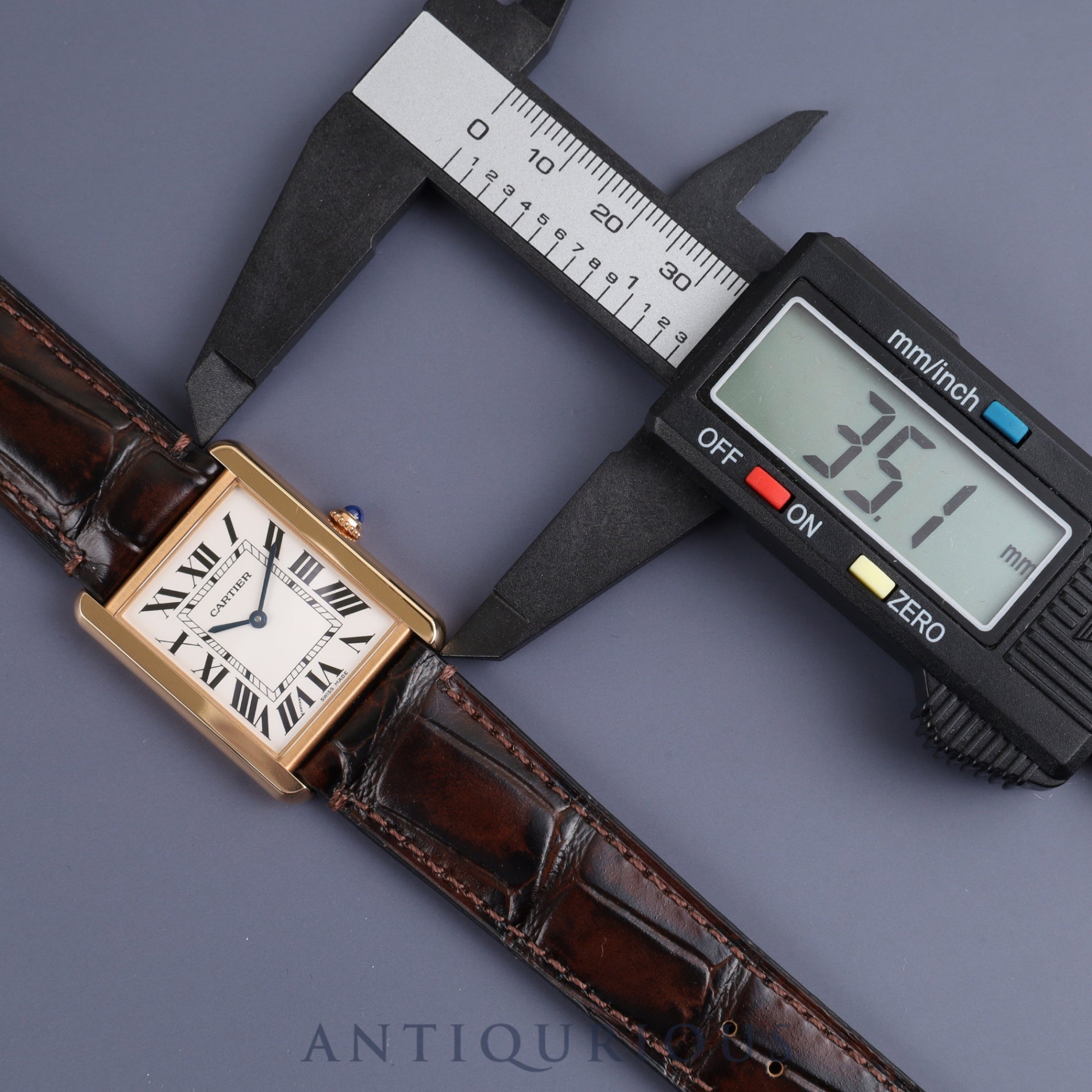 Cartier Tank Solo LM W5200025 / 3167 Quartz PG / SS Leather Genuine buckle (750) Silver dial Box Warranty (2015) Battery replaced