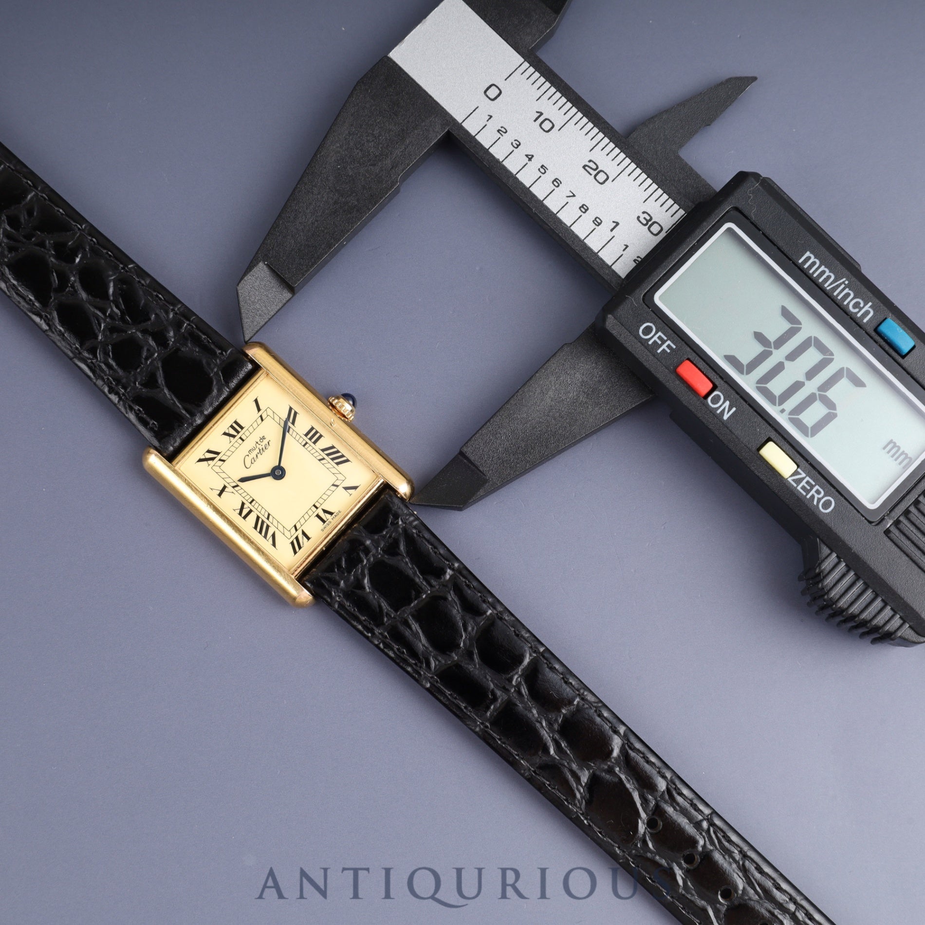 Cartier Must Tank LM W1002753 / 1615 Quartz SV925 Leather Genuine buckle (GP) Ivory Roman dial Warranty (1996) Complete service (full maintenance) completed at Cartier boutique