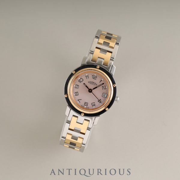 エルメス クリッパー ナクレ CL4.221 クォーツ SS/GP シェルアラビア文字盤 箱 保証書 オーバーホール済み