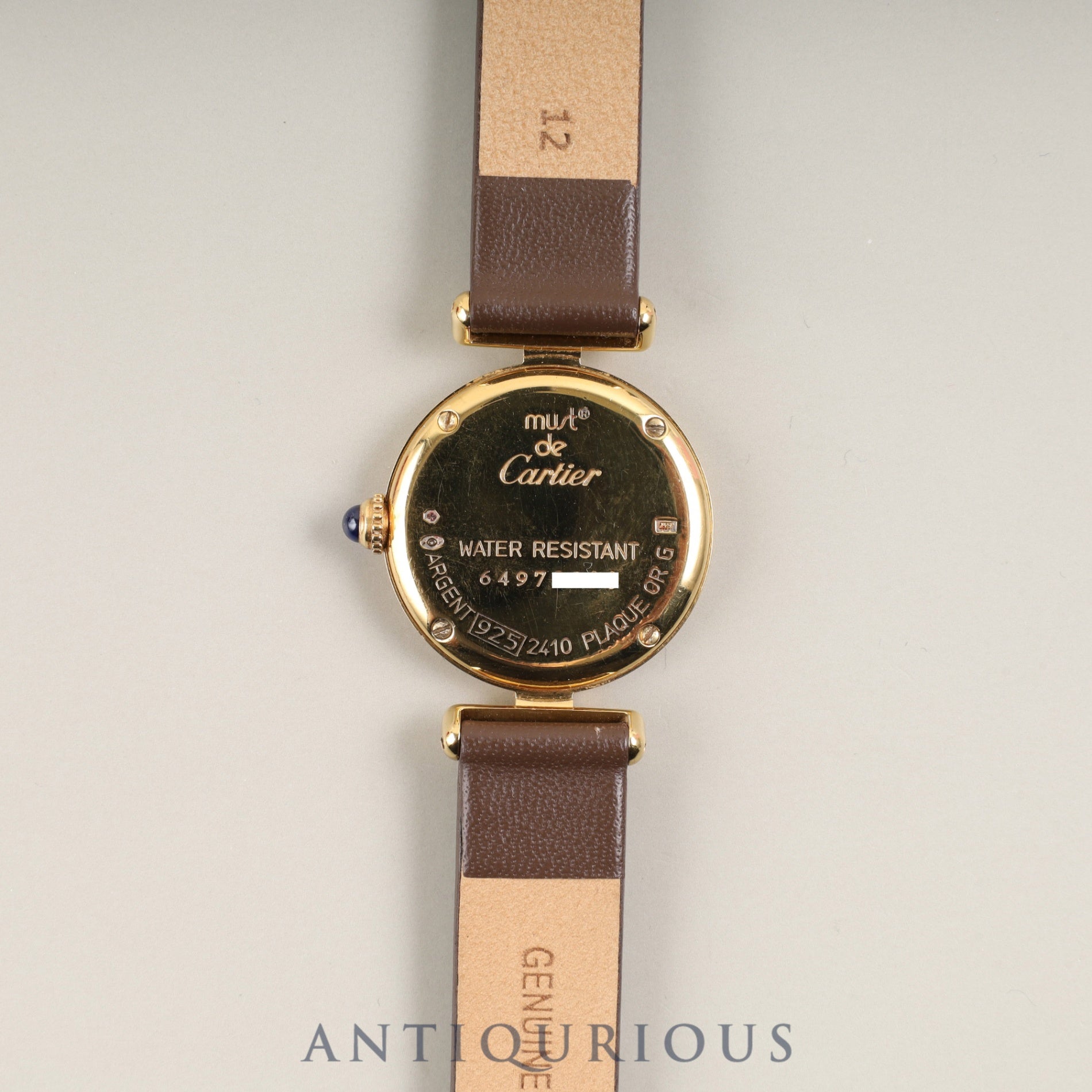 Cartier Must Colisee 2410 Quartz Caliber 157 SV925 Leather Strap with Genuine GP Buckle, White Dial, 24mm, Box, Warranty Card (1999), Overhauled