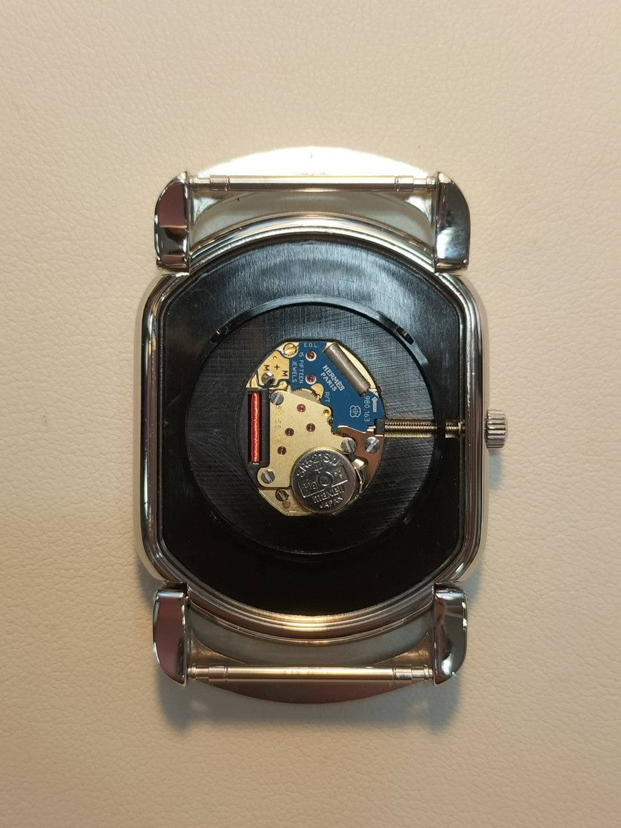 Hermes Rallye RA1.810 Quartz Cal.980.163 Stainless Steel White Dial Box Warranty Card Overhauled