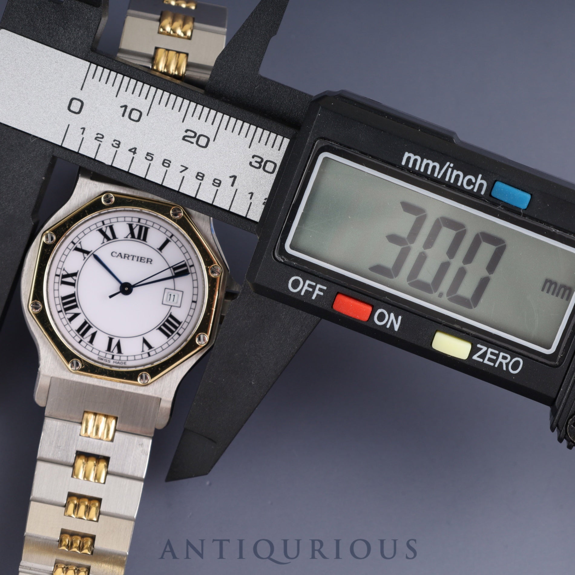 Cartier Santos Octagon LM 2966 Automatic, Stainless Steel/Yellow Gold, White Roman Dial, Booklet, Completely Serviced at a Cartier Boutique