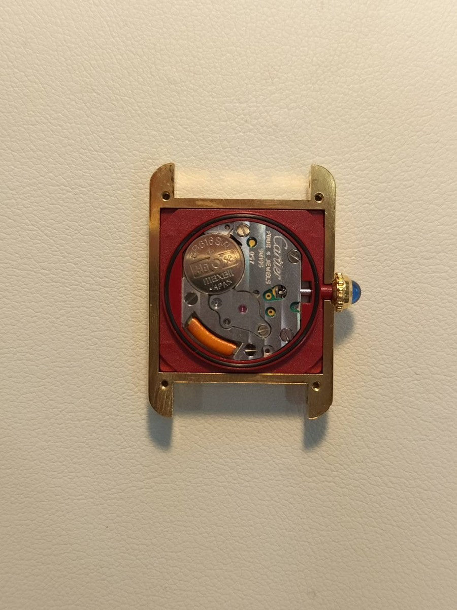 Cartier Must Tank SM 5057001 Quartz Cal.057 SV925 Leather Genuine D-buckle (GP) Opalan dial Overhauled