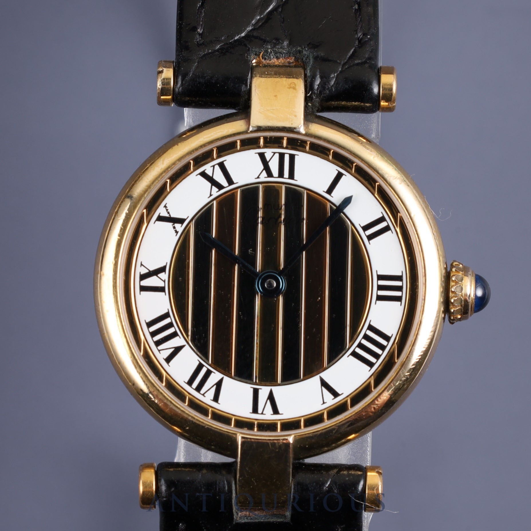 Cartier Must VLC Vendome SM 590004 Quartz SV925 Leather Genuine Buckle (GP) Front Trinity Dial