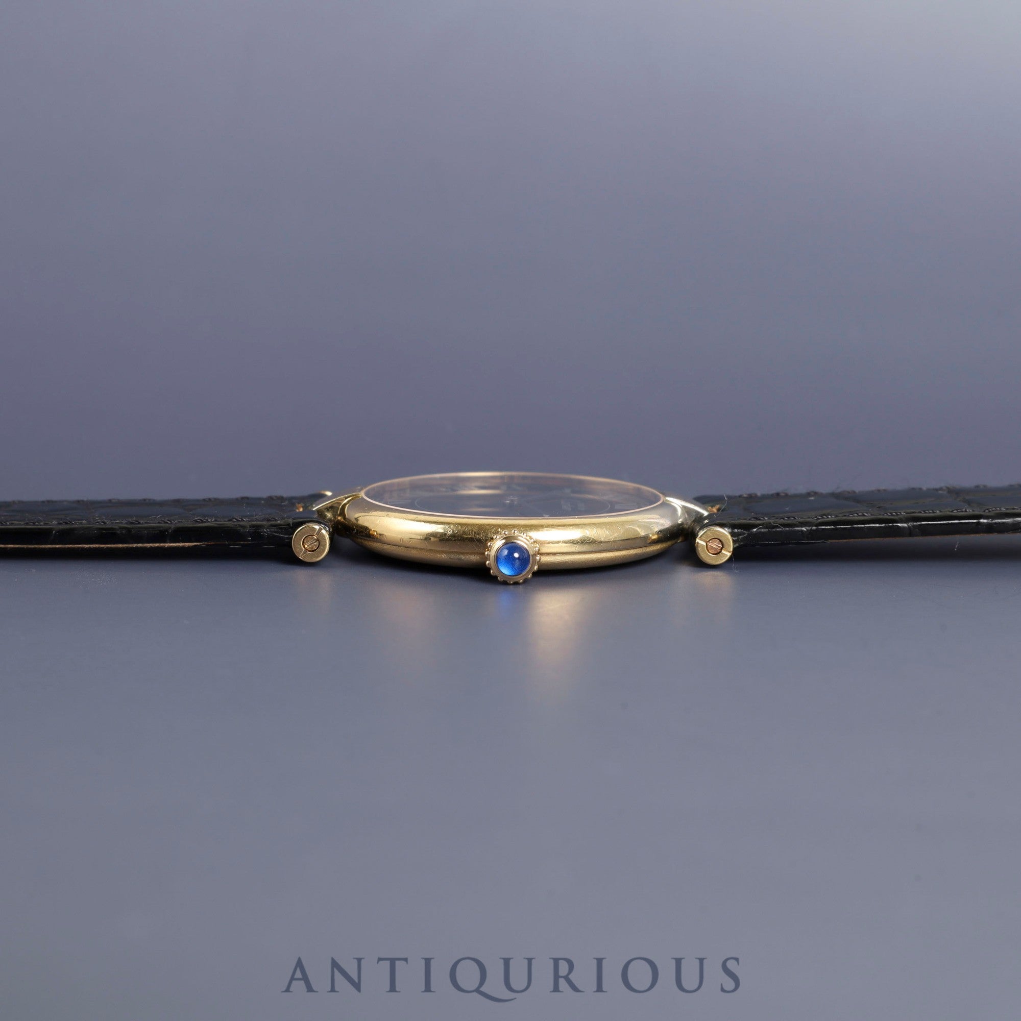 カルティエマスト ヴァンドーム VLC LM 83978913 クォーツ SV925 革 純正尾錠(GP) ブラックローマン文字盤 保証書(1987年) カルティエブティックにてコンプリートサービス(フルメンテナンス)済み