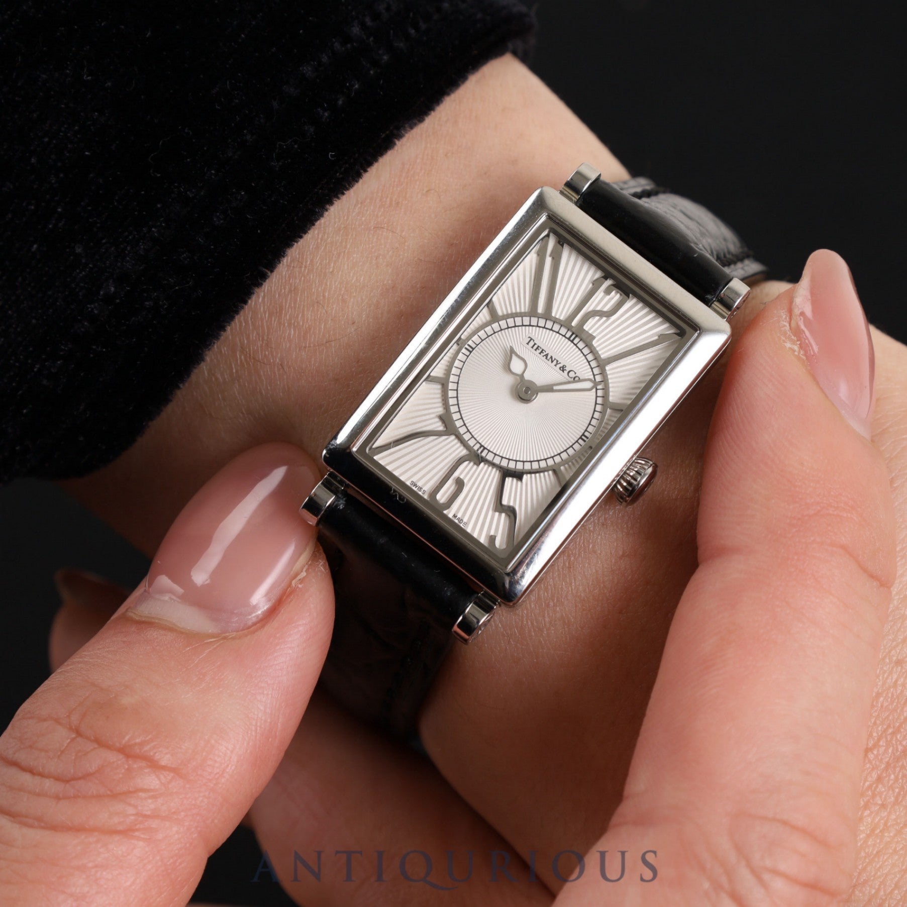 ティファニー ギャラリー Z3000.10.10A21A68A クォーツ Cal.976.001 SS 革 純正バックル(SS)シルバー文字盤 箱 保証書(2013年)オーバーホール済み