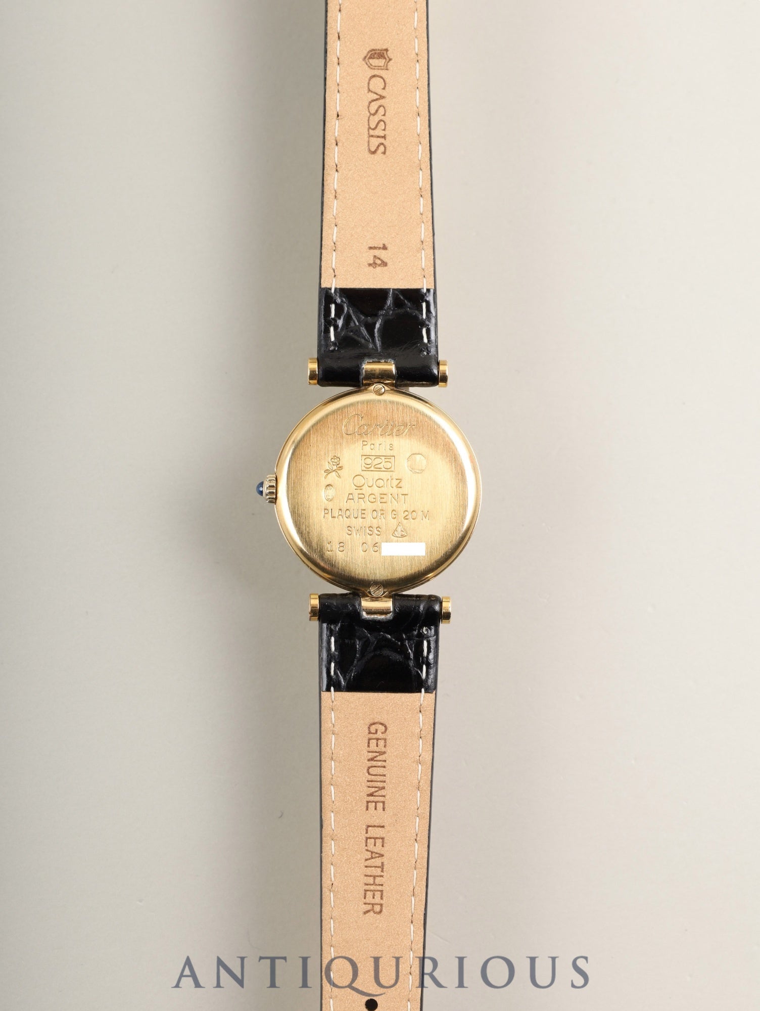 カルティエ マスト ヴァンドーム VLC SM 18 クォーツ Cal.81 SV925 革 純正尾錠(GP) オニキス文字盤 オーバーホール済み