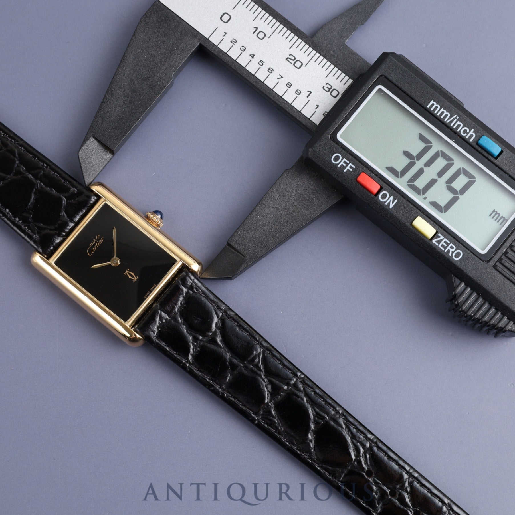 Cartier Must Tank LM Manual winding Cal.78-1 SV925 Leather Genuine buckle (GP) Black onyx dial Overhauled