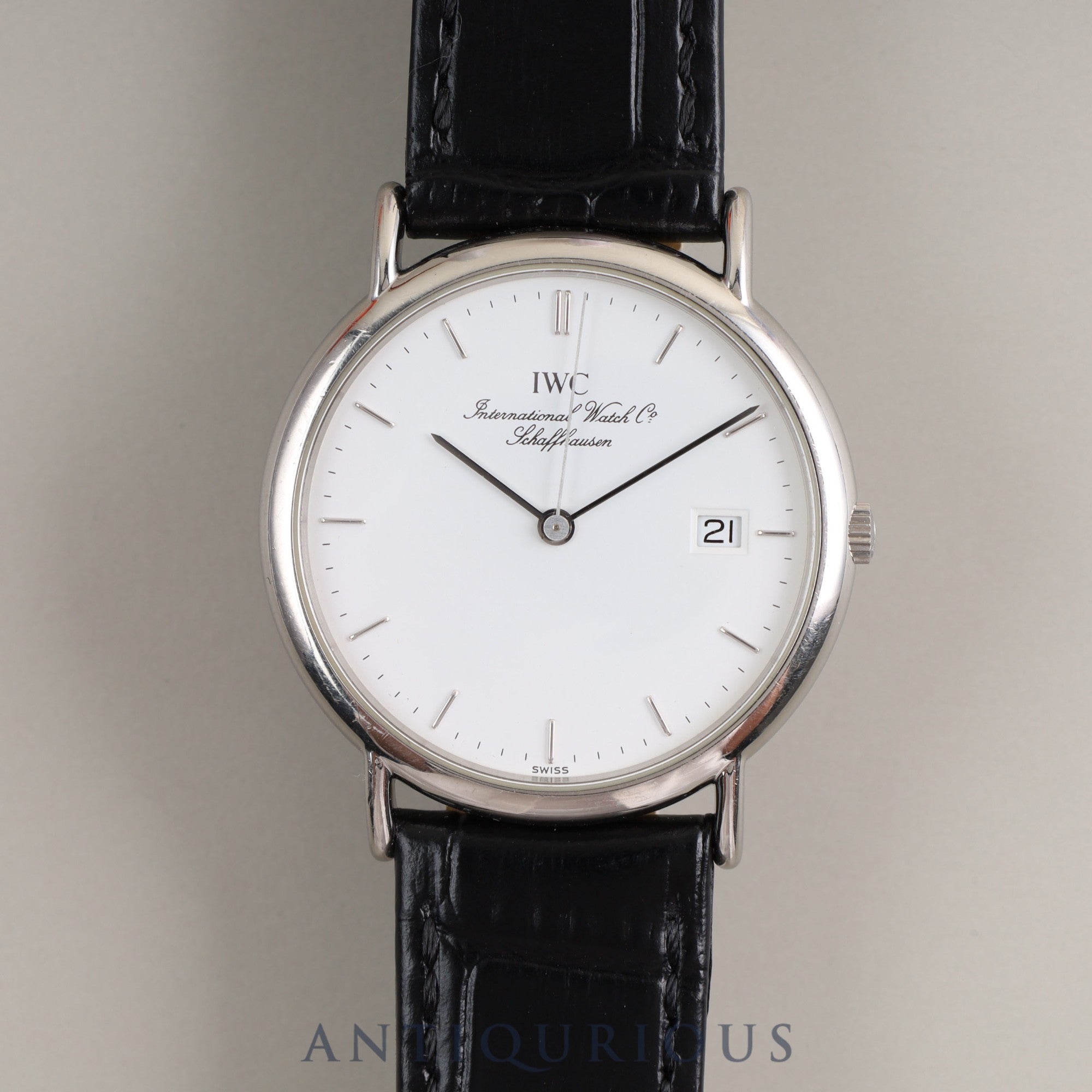 IWC Portofino IW333105 Quartz Cal.IW2210 SS Leather Genuine Buckle White Dial Overhauled IWC