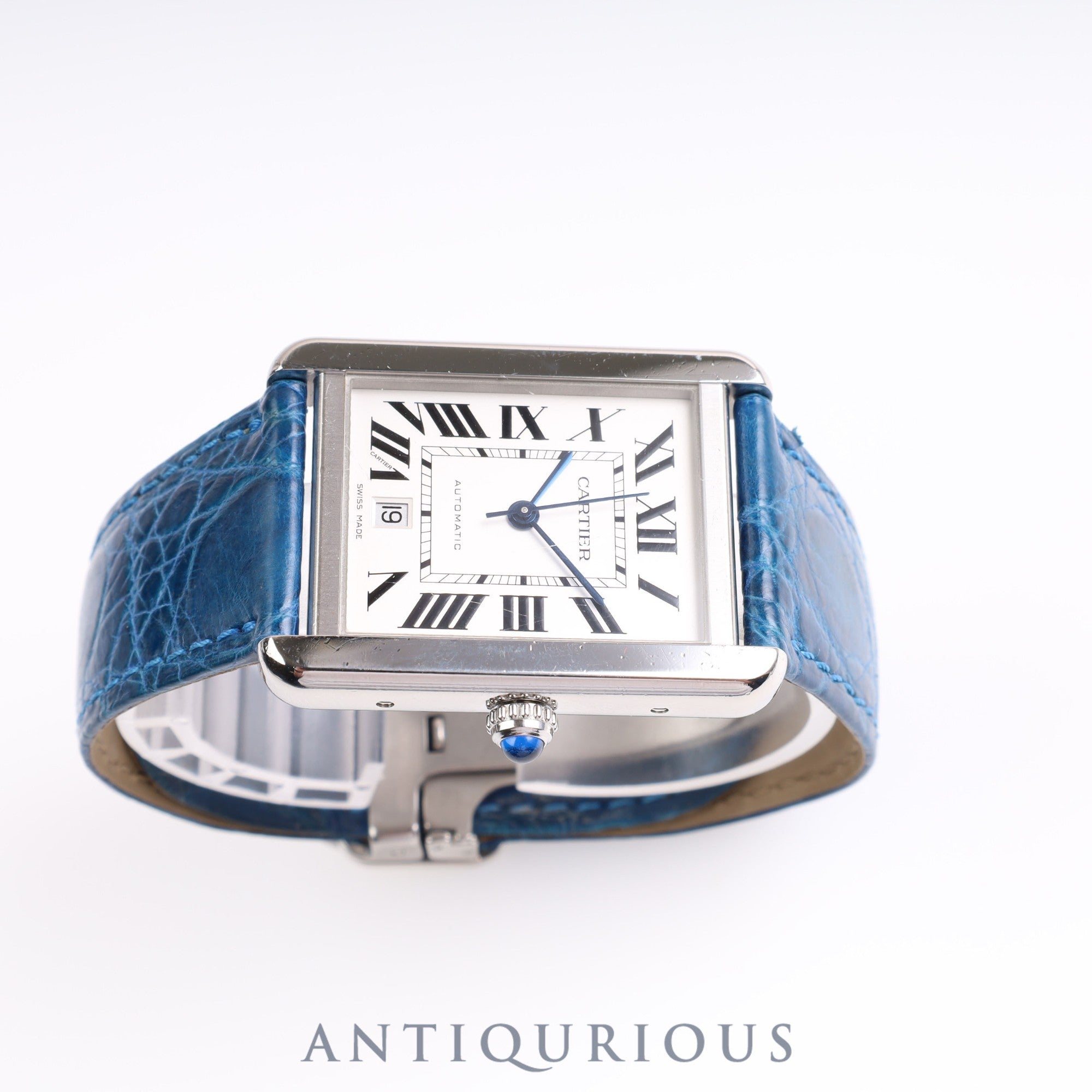 カルティエ タンクソロ XL AT Cal.049 W5200027 SS 革 シルバー文字盤 保証書(2015年) コンプリートサービス済み