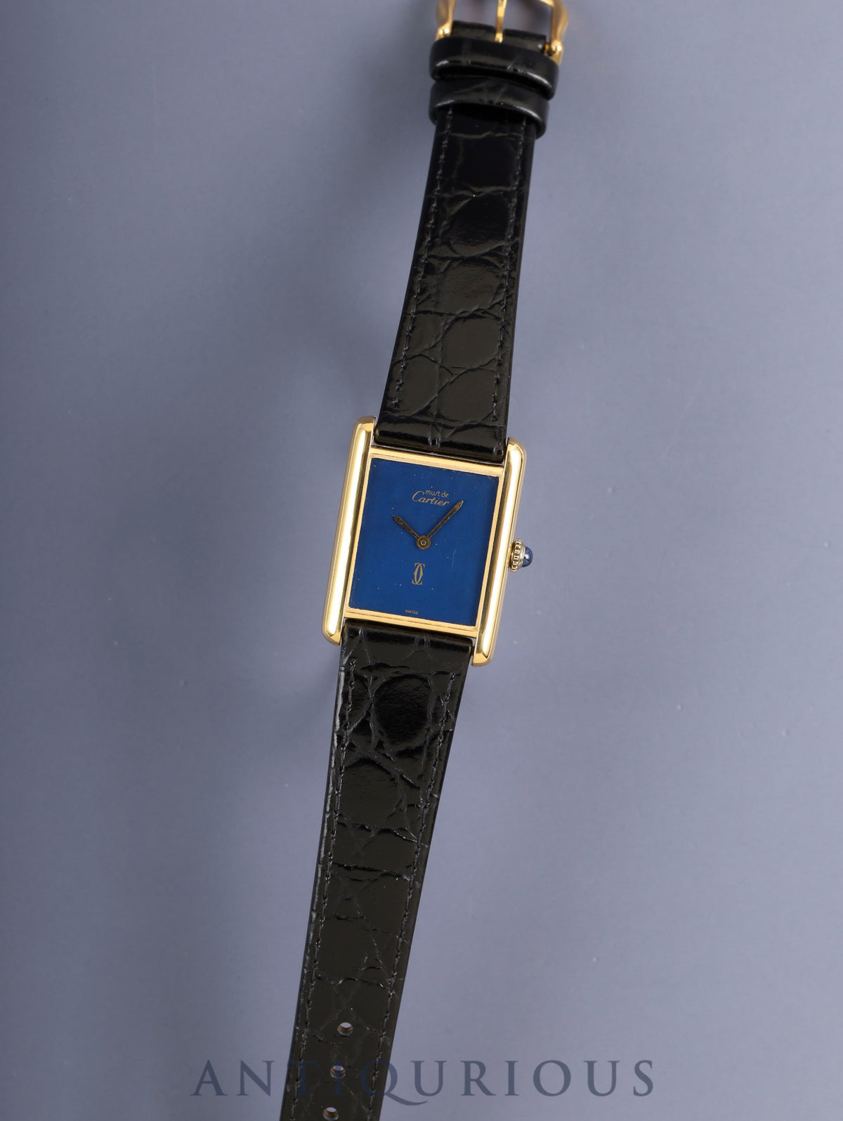 カルティエ マストタンク LM 6 手巻き Cal.78-1 SV925 革 純正ピンバックル(GP)ラピスラズリ文字盤(SWISS表記)純正レザーベルト付き オーバーホール済み 新品仕上げ済み