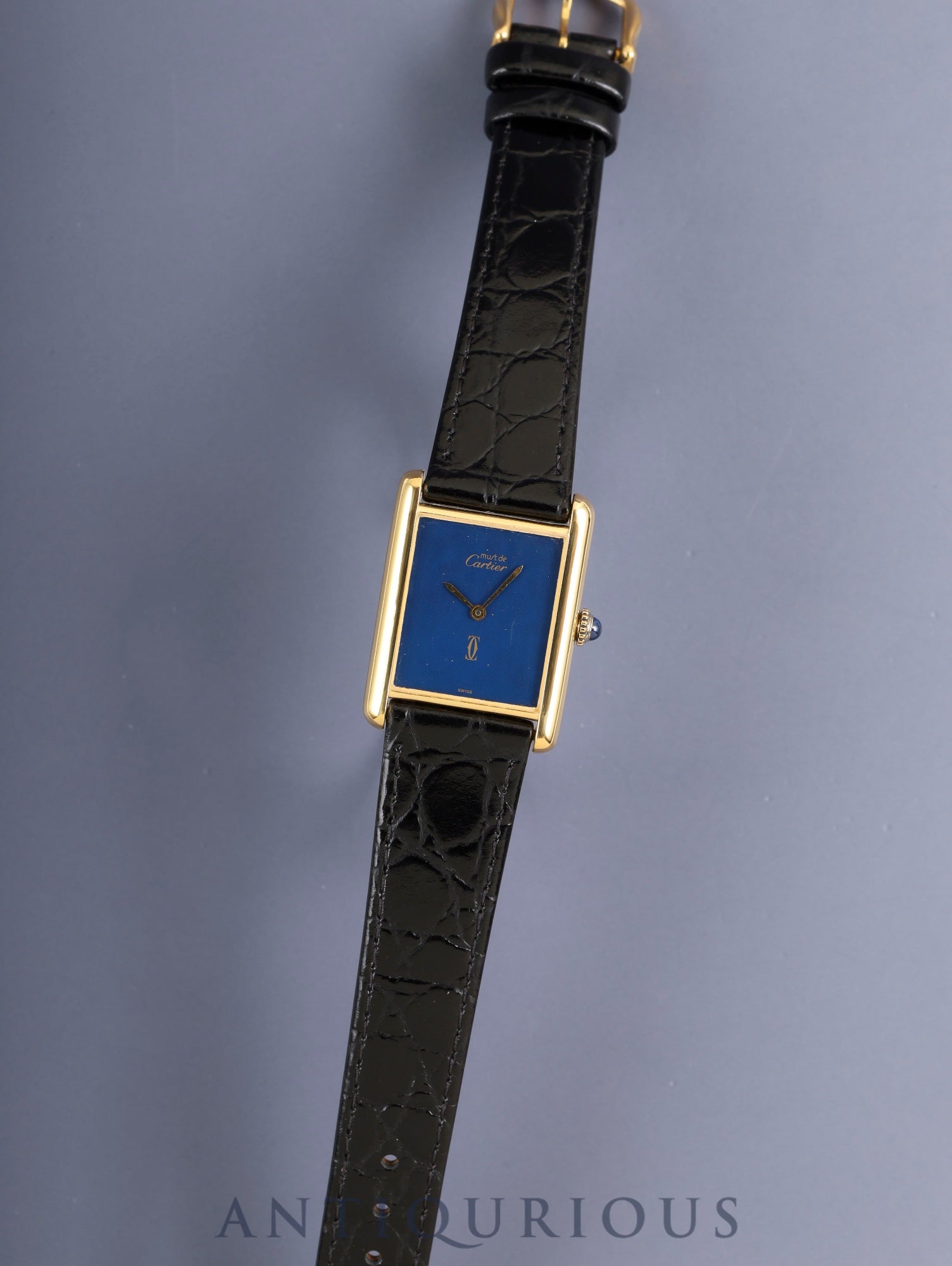カルティエ マストタンク LM 6 手巻き Cal.78-1 SV925 革 純正ピンバックル(GP)ラピスラズリ文字盤(SWISS表記)純正レザーベルト付き オーバーホール済み 新品仕上げ済み