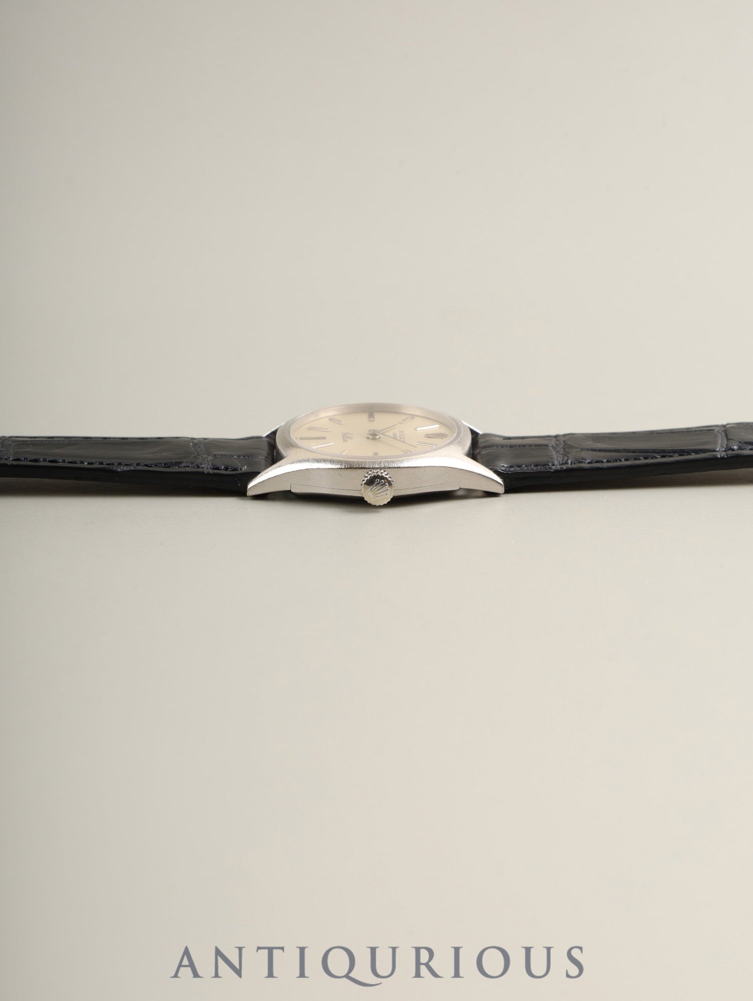 ロレックス チェリーニ 3802 手巻き Cal.1600 革 750WG 純正ピンバックル(SS) シルバー文字盤 30番台(1970年) オーバーホール済み