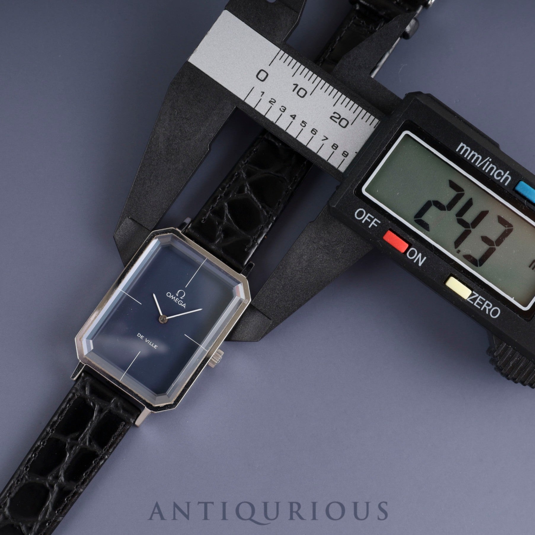 オメガ デ・ヴィル グリマデザイン 5110378 手巻き SS 革 社外尾錠(SS) ブルー文字盤 オーバーホール済み