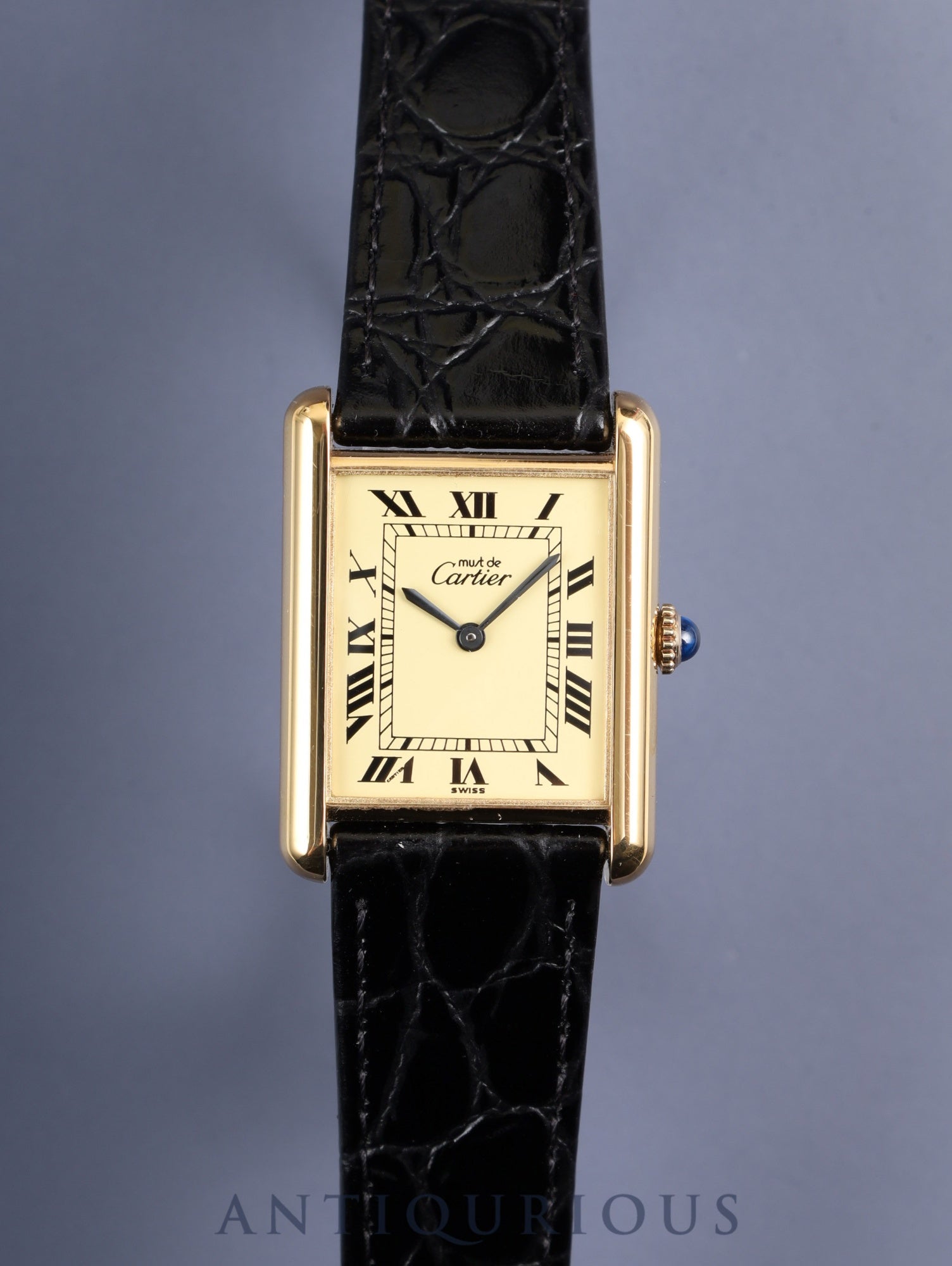 カルティエ マストタンク LM 手巻き Cal.78-1 SV925 革 純正ピンバックル(GP)アイボリーローマン文字盤(SWISS表記 ) 箱 冊子 カード オーバーホール済み