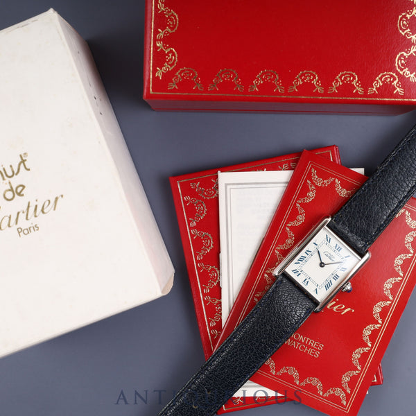 Cartier Must Tank LM W1001443 / 690006 Quartz Cal.90 SV925 Genuine leather strap Genuine buckle (SS) White Roman dial Box Booklet Overhauled