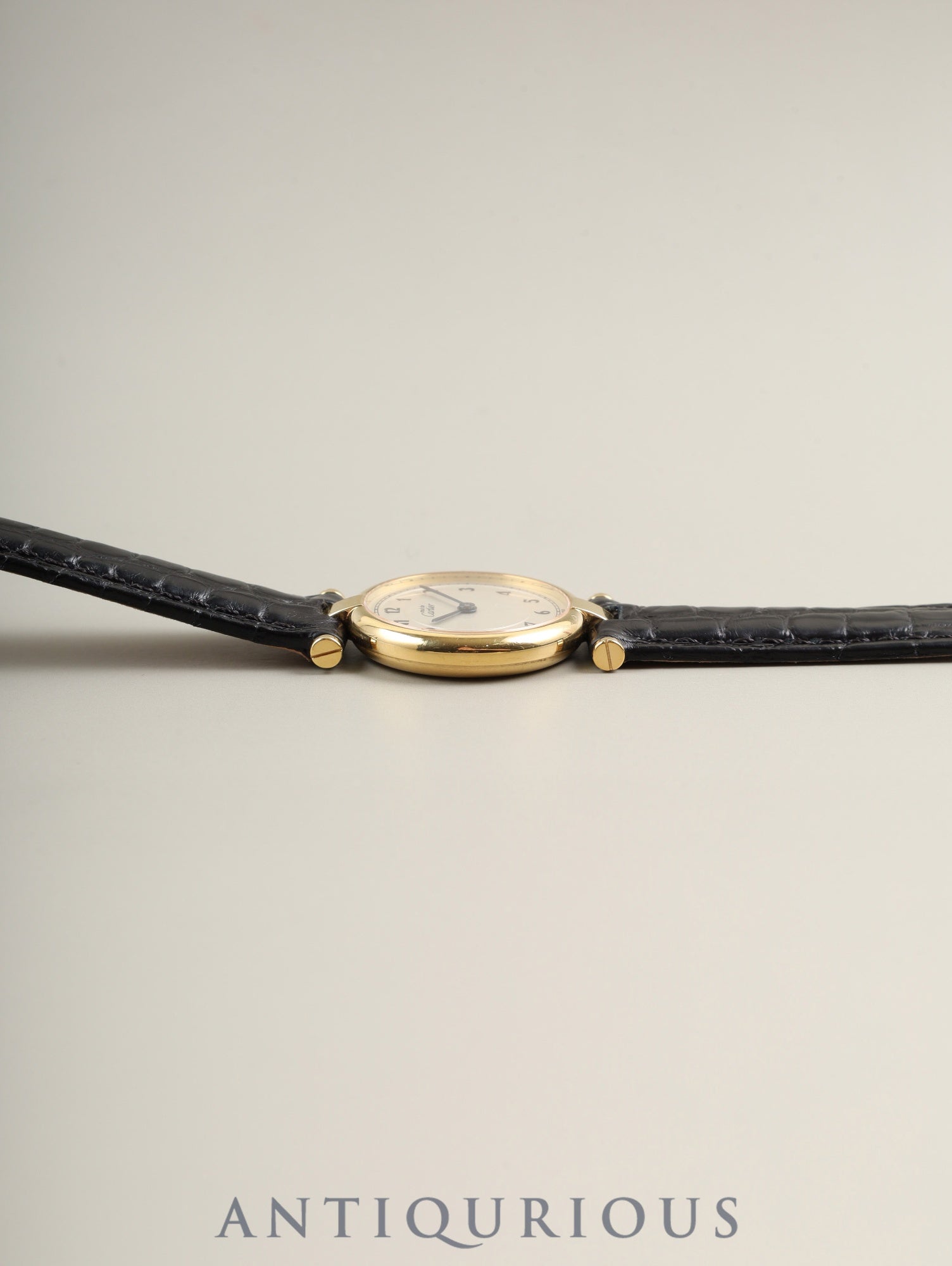 Cartier Must Vendôme VLC SM 590004 Quartz Caliber 90 SV925 Leather Strap with Genuine D-buckle (GP) Arabic Dial Overhauled