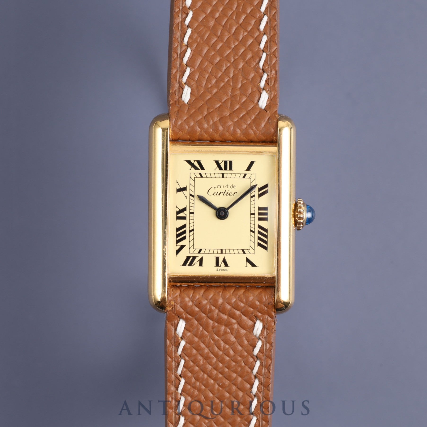 Cartier Must Tank SM 82974213 Manual winding Cal.78-1 SV925 Leather Ivory Roman dial Overhauled New finish