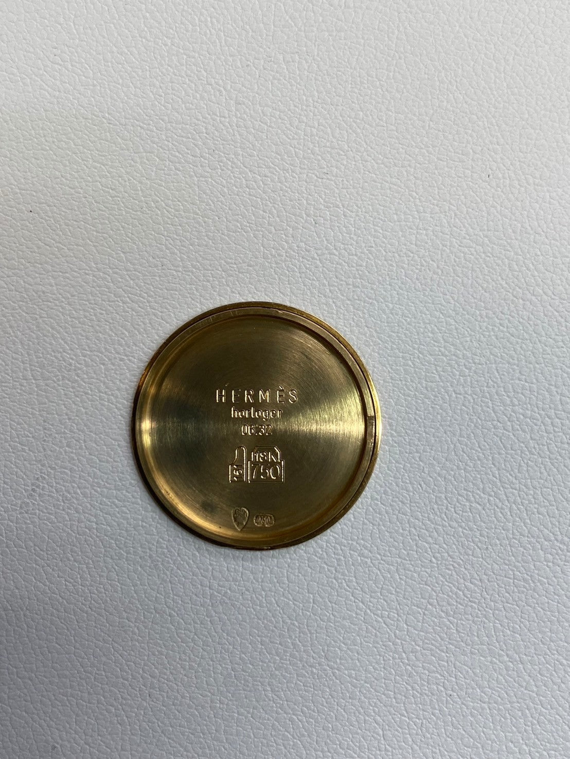 Hermes Ruban 06.32 Quartz Cal.976.001 YG Leather Genuine Buckle (GP) White Dial Overhauled