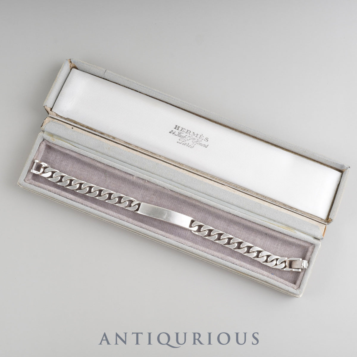 Hermes Bracelet ID Chain Vintage SV800 18 Links Boxed Wrist Circumference Approx. 19cm SV800 Hallmark Crab