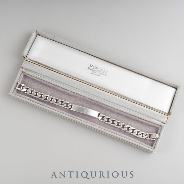 エルメス ブレスレット IDチェーン ヴィンテージ SV800 18コマ 箱 腕回り約19cm SV800 ホールマーク蟹